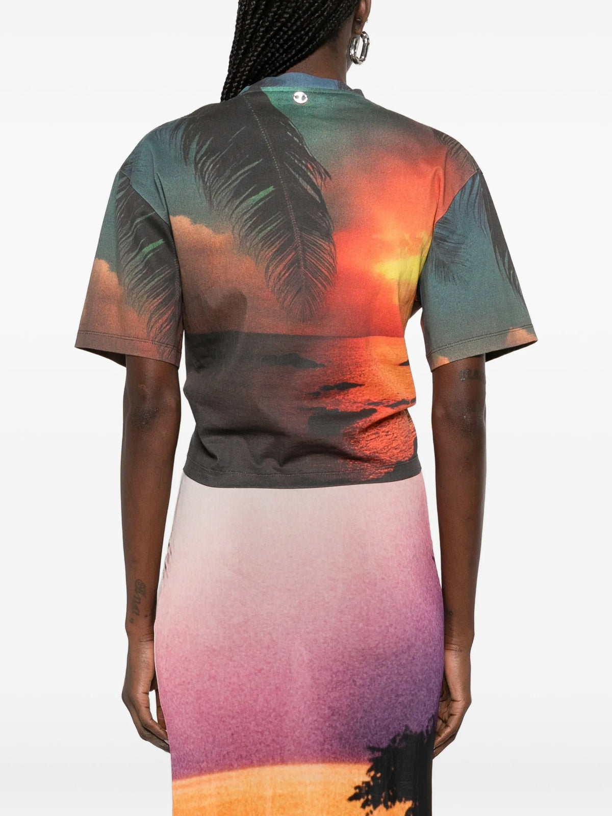 T-shirt in firework-printed cotton with signature piercing detail