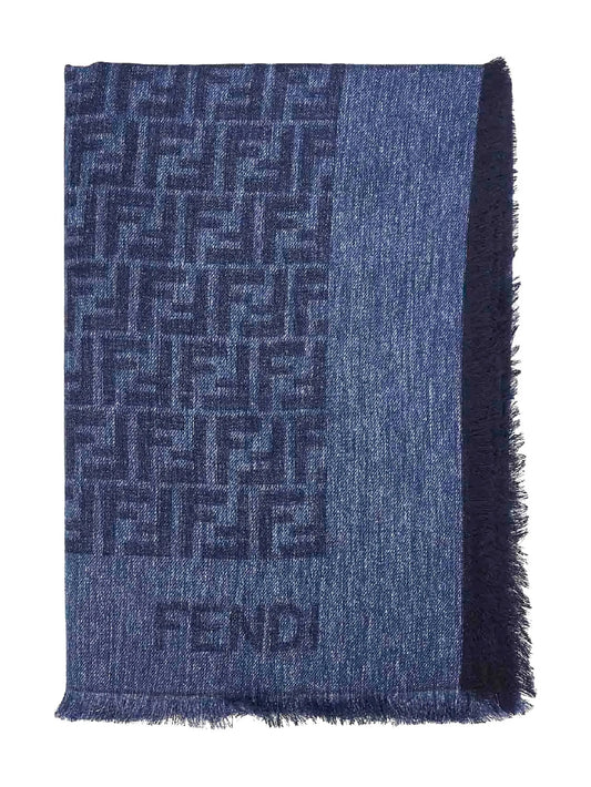 FF motif fringed shawl