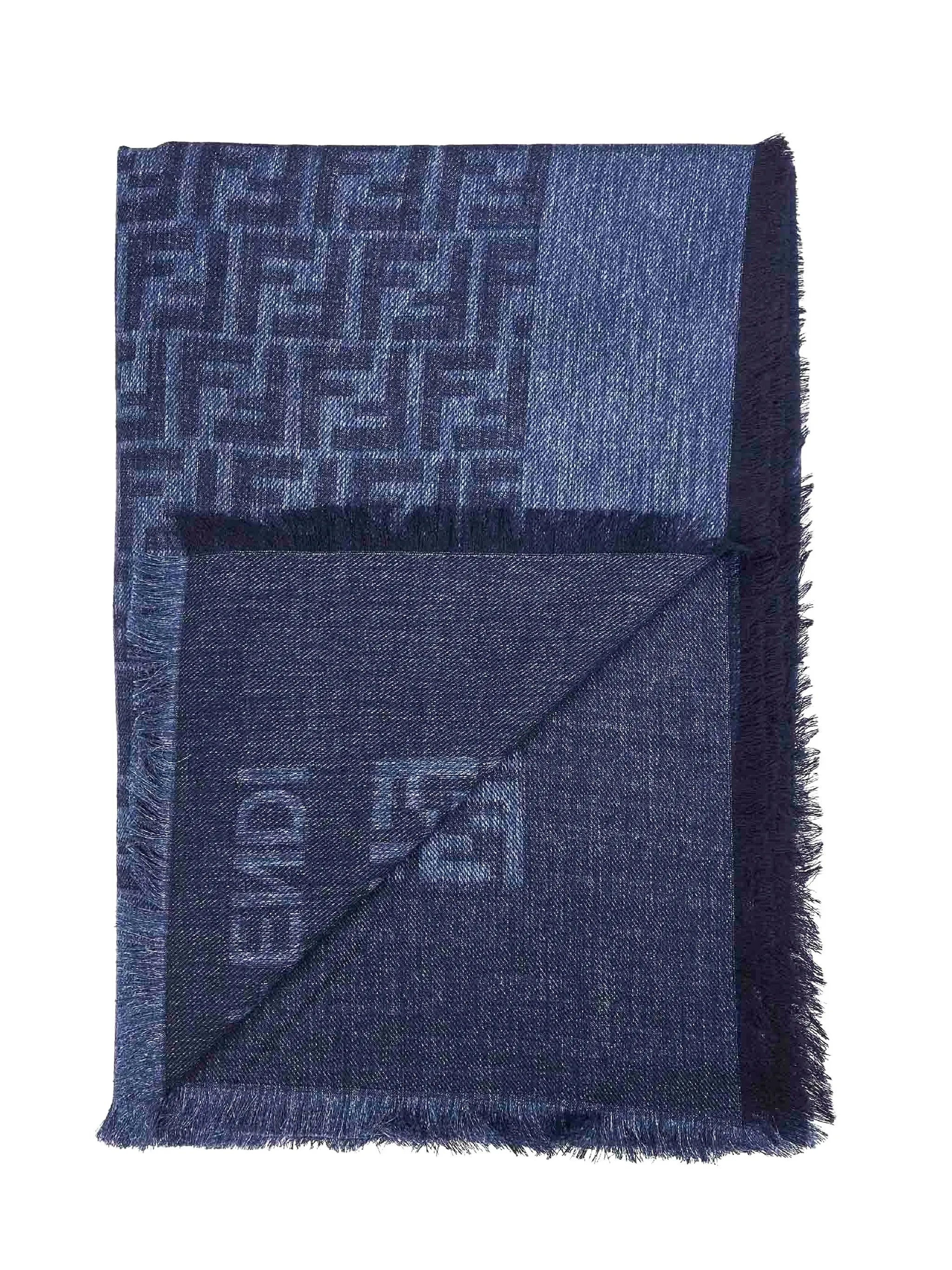 FF motif fringed shawl