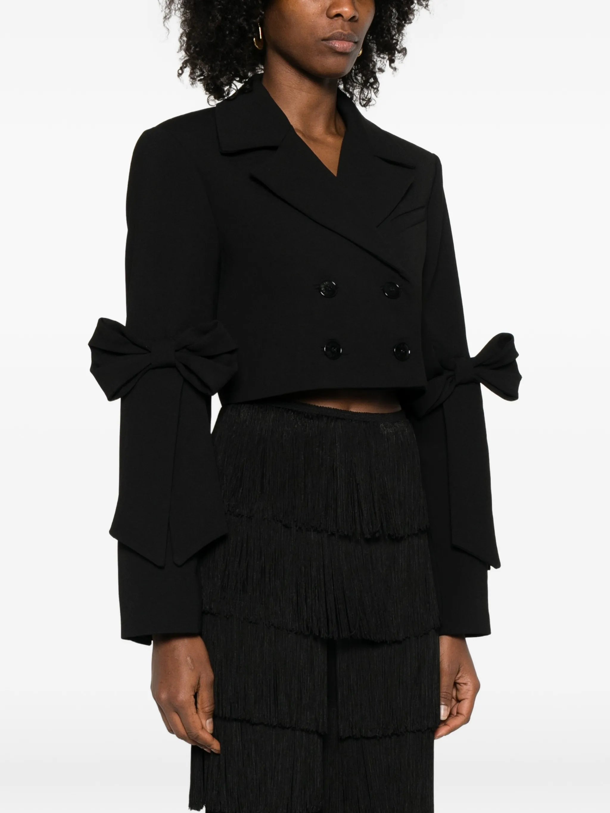 black crepe cropped blazer