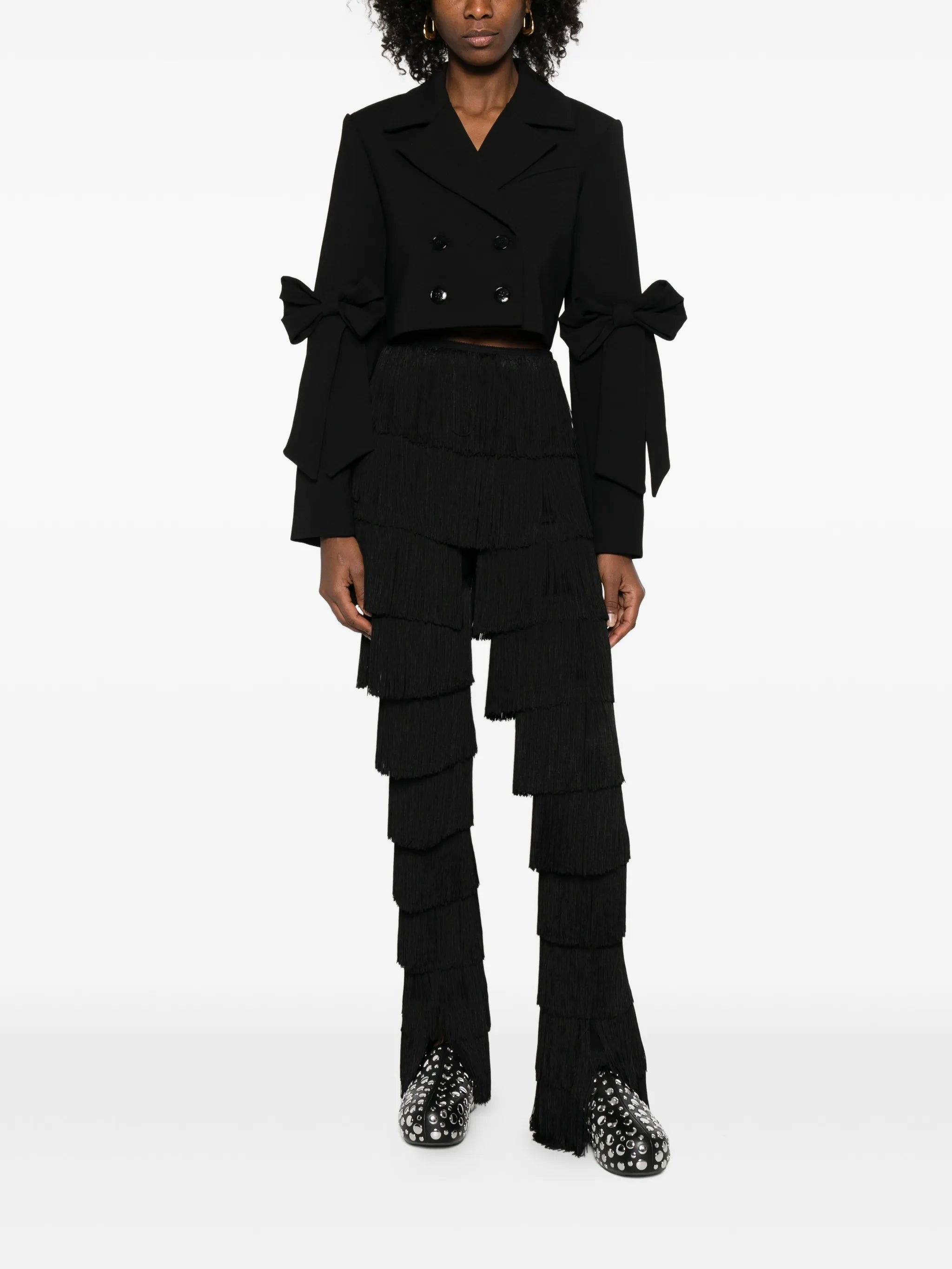 black crepe cropped blazer