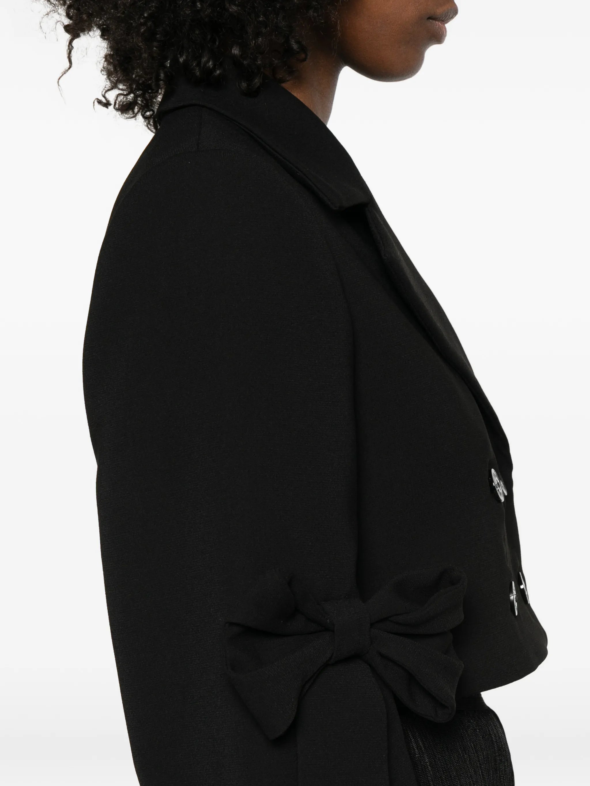 black crepe cropped blazer