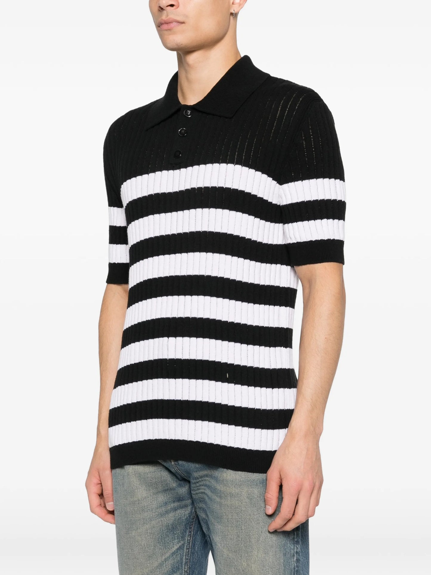 striped-pattern polo shirt