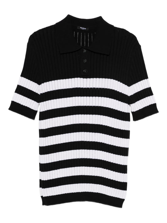 striped-pattern polo shirt