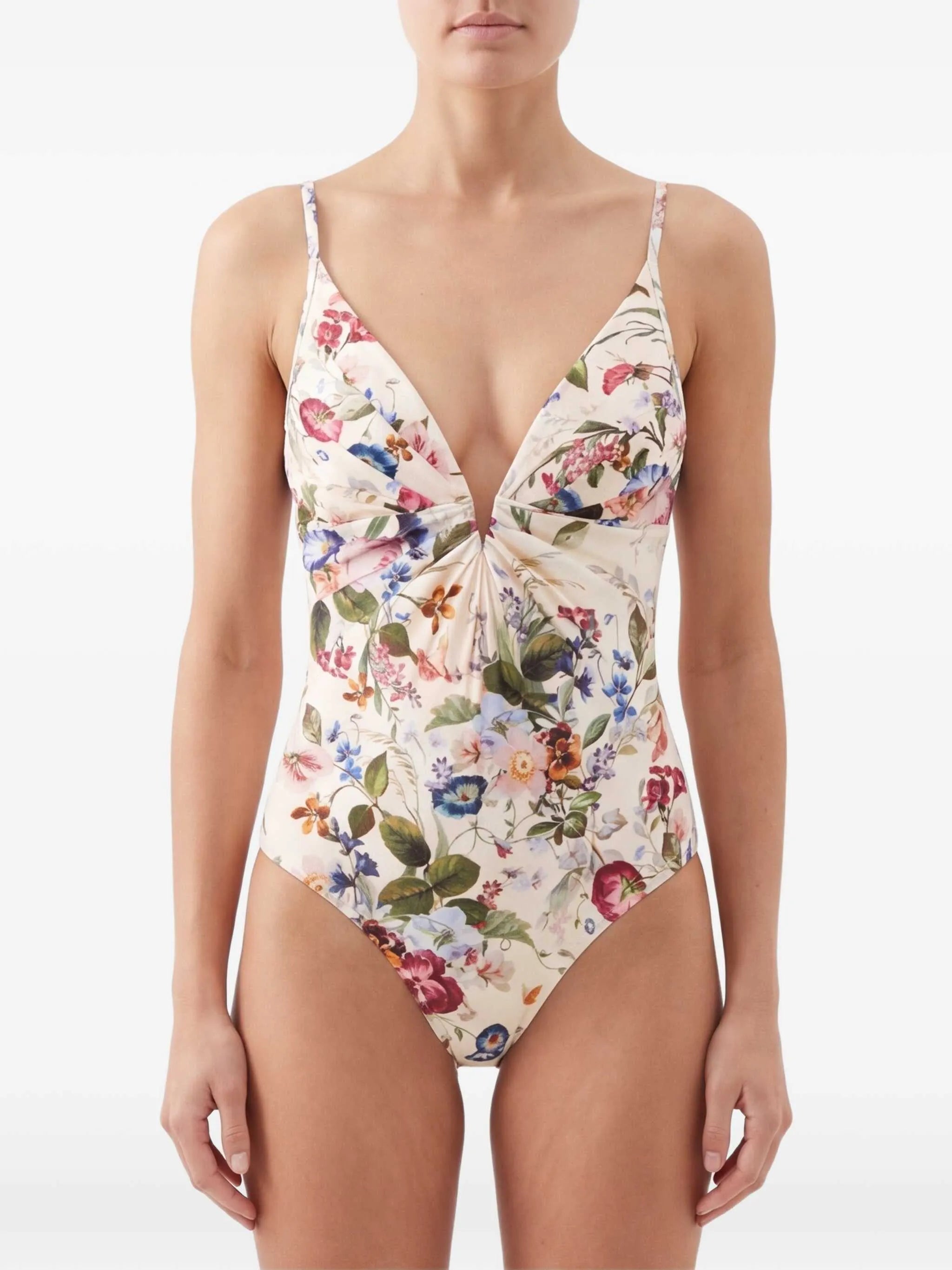 floral-pattern swimsuit