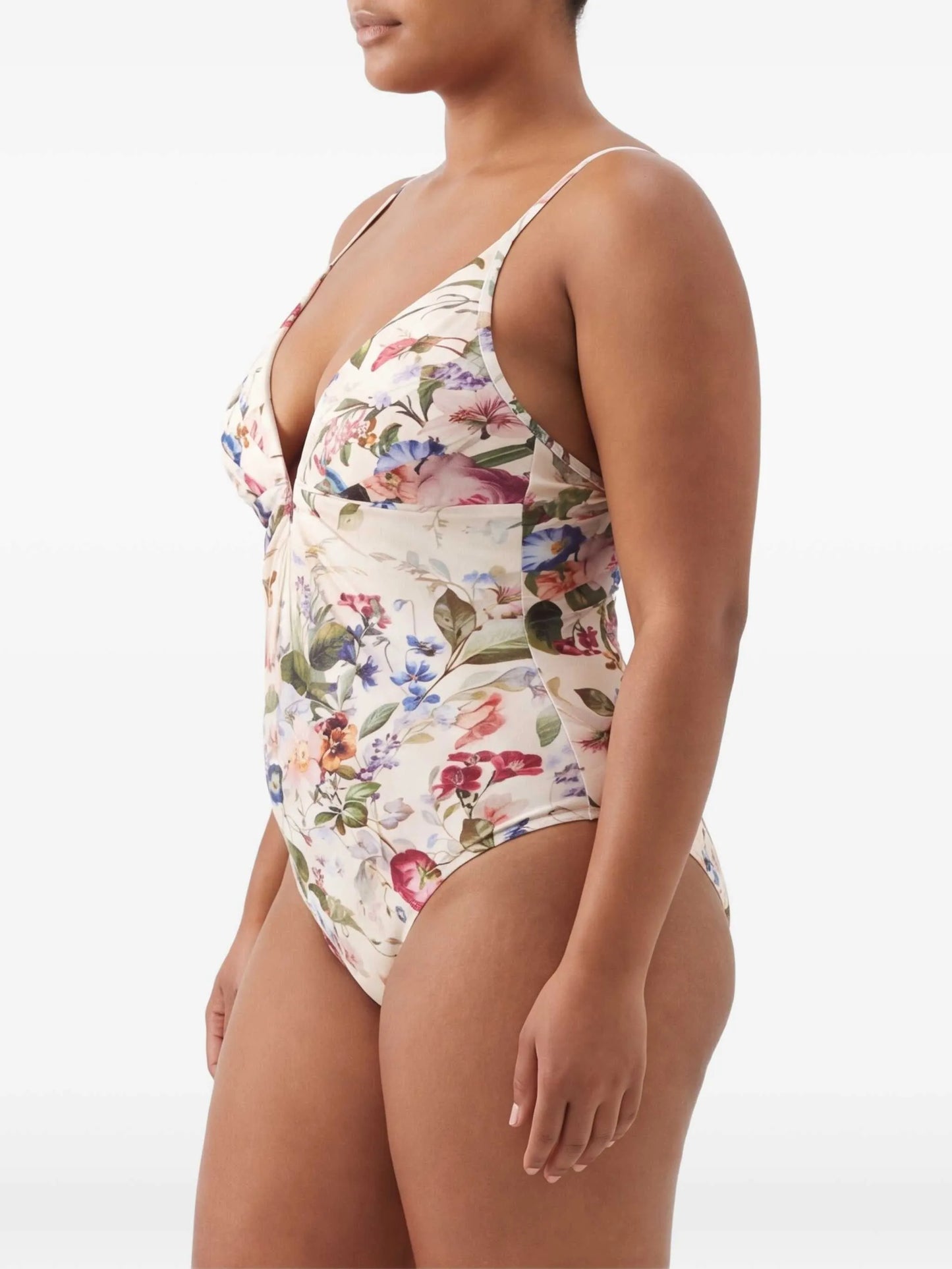 floral-pattern swimsuit