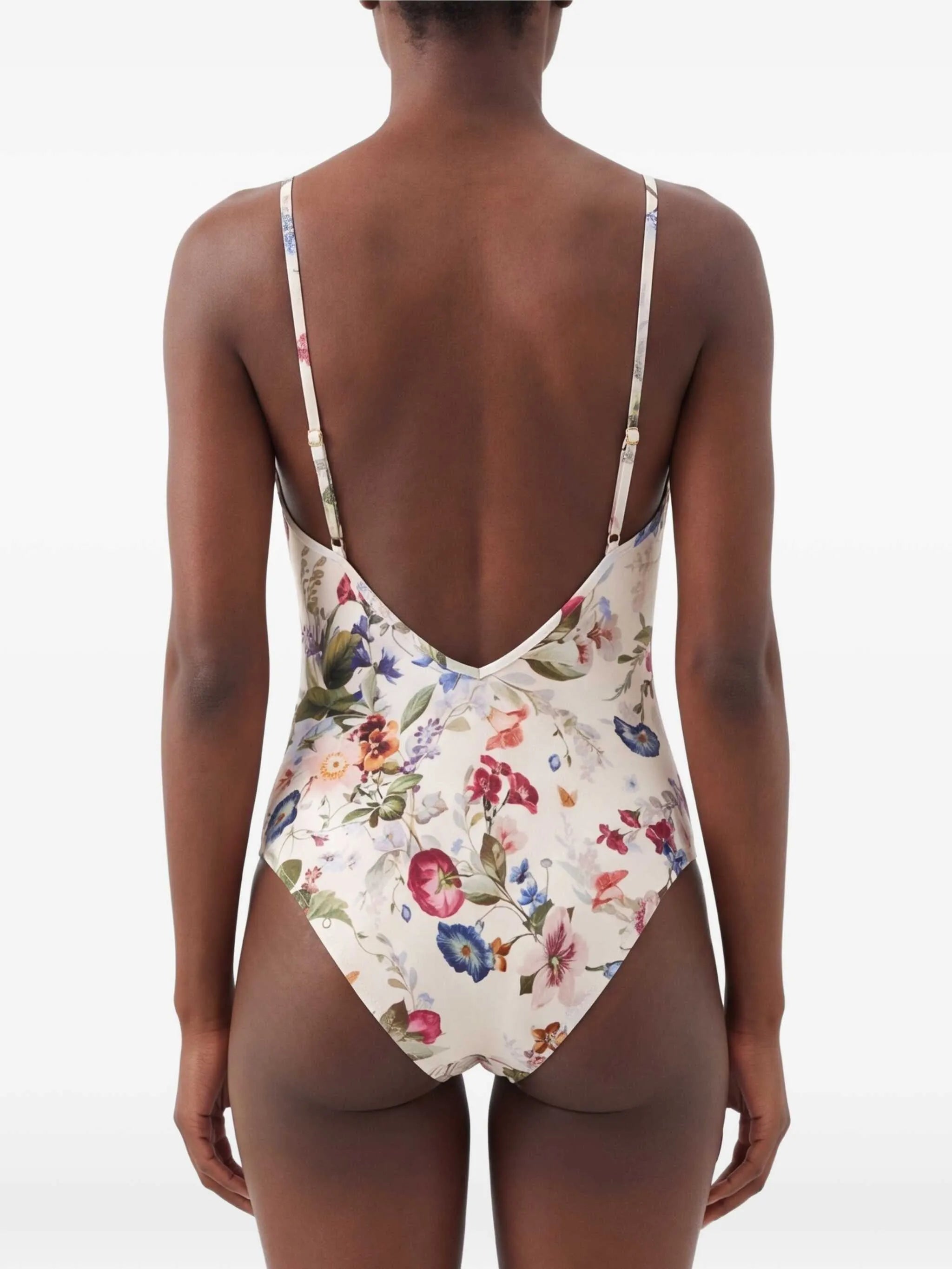 floral-pattern swimsuit