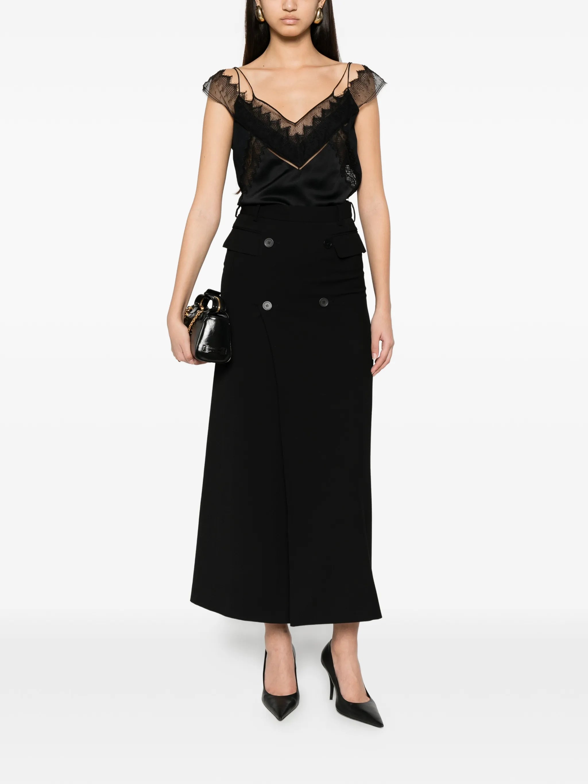 lace-trim satin top
