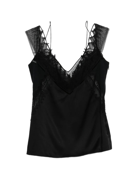 lace-trim satin top