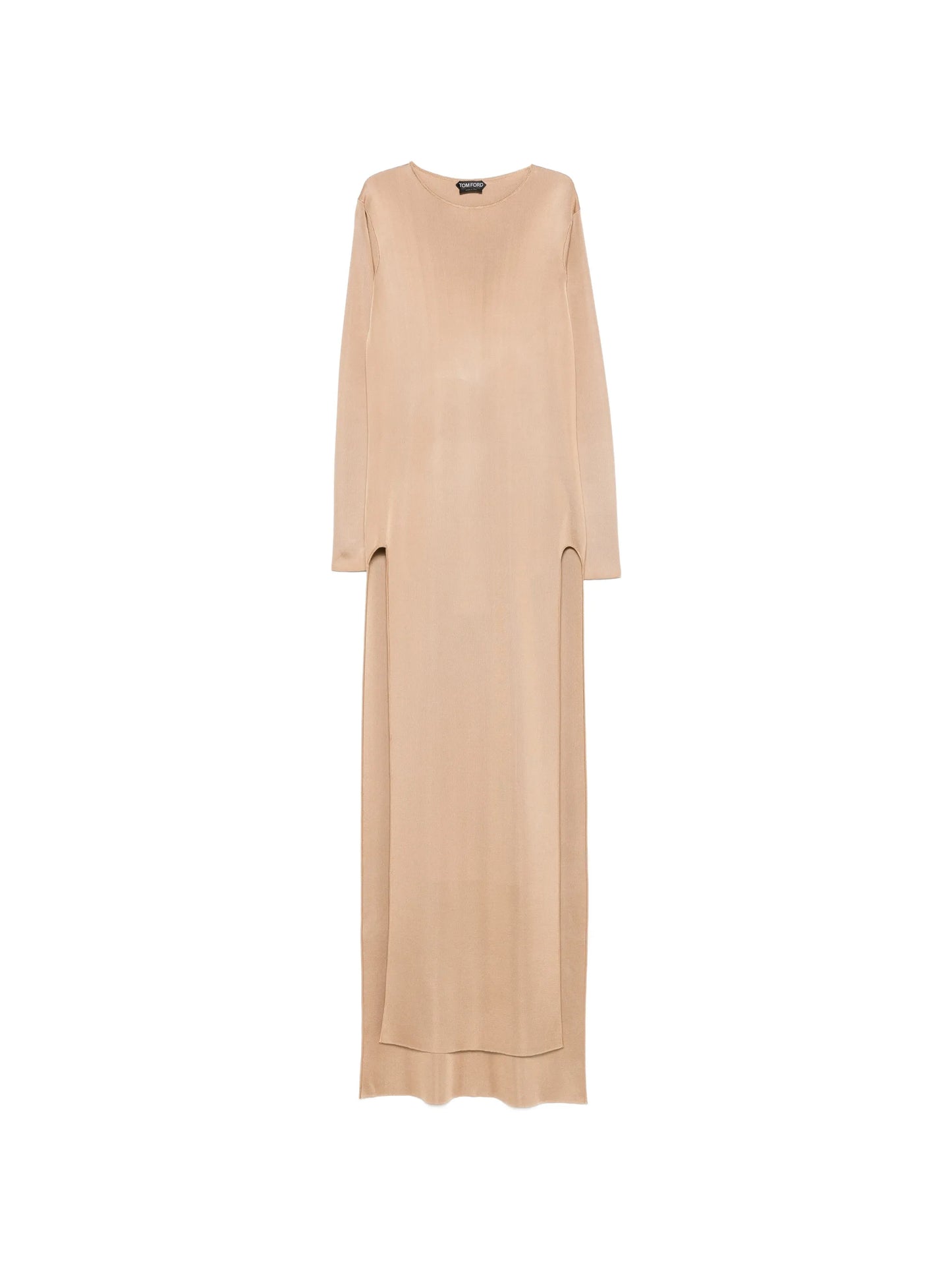 long-sleeve side-slit gown