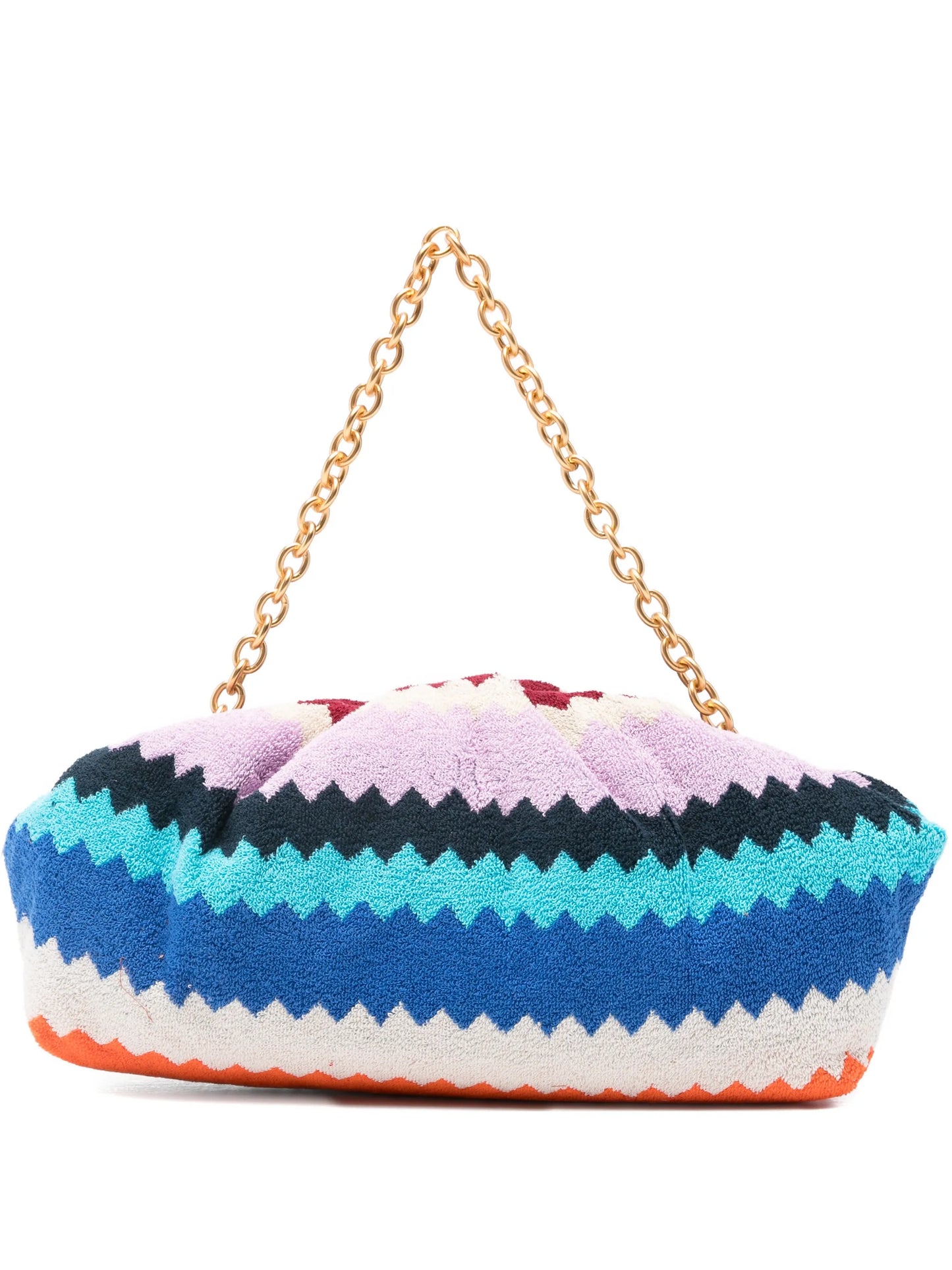zigzag-woven chain-strap clutch bag