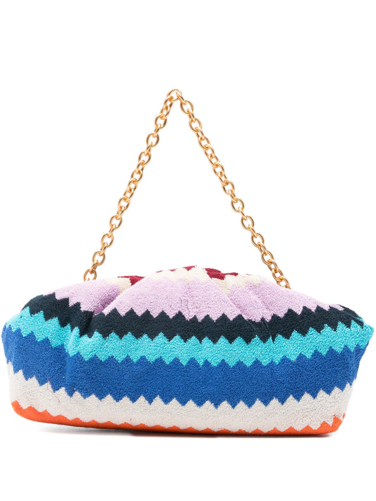 zigzag-woven chain-strap clutch bag