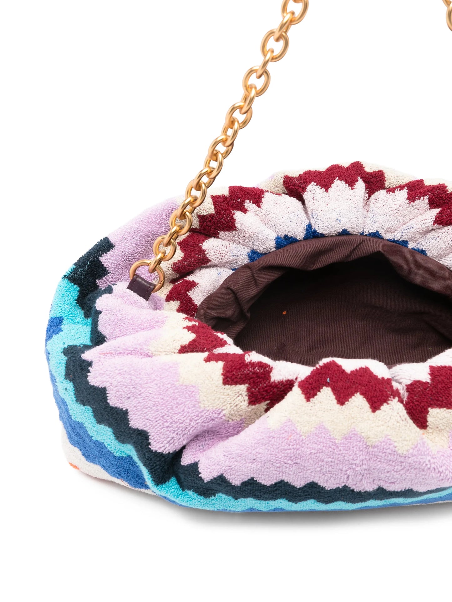 zigzag-woven chain-strap clutch bag