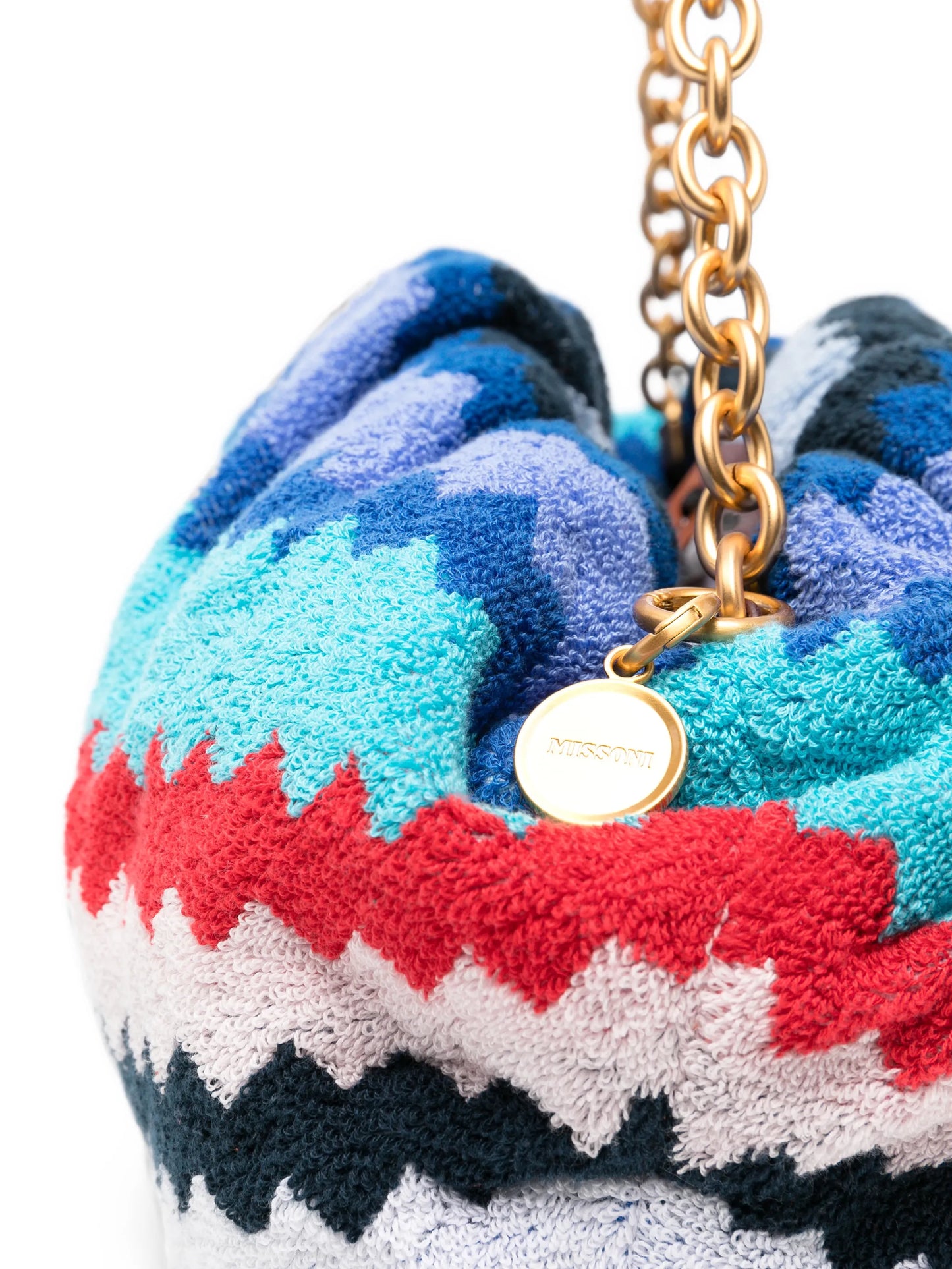zigzag-woven chain-strap clutch bag