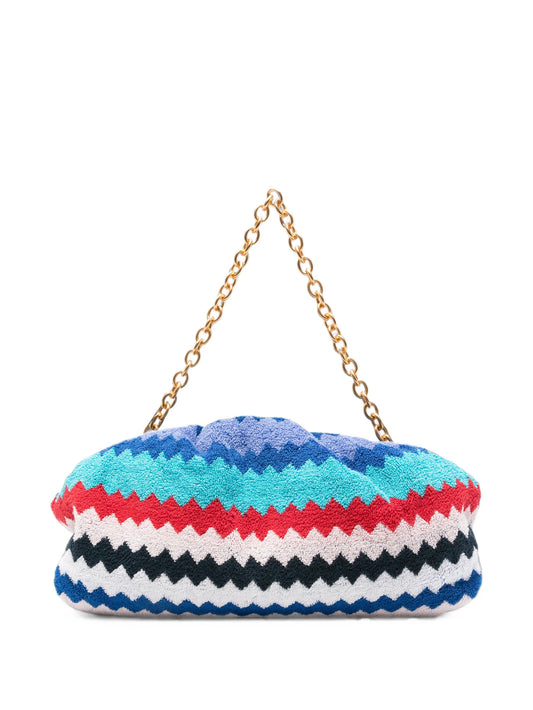 zigzag-woven chain-strap clutch bag