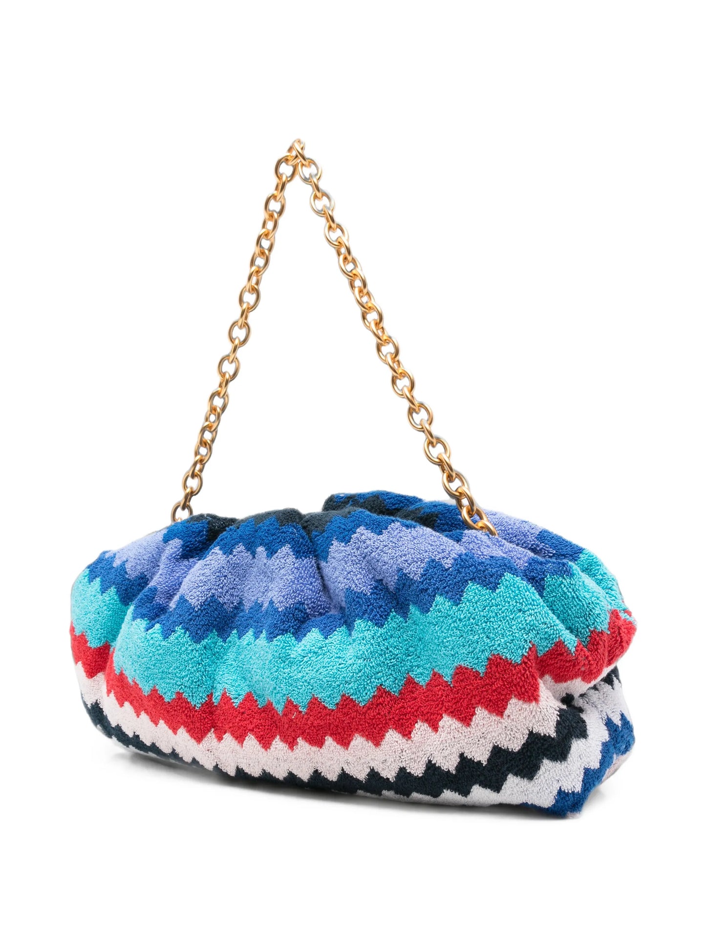 zigzag-woven chain-strap clutch bag