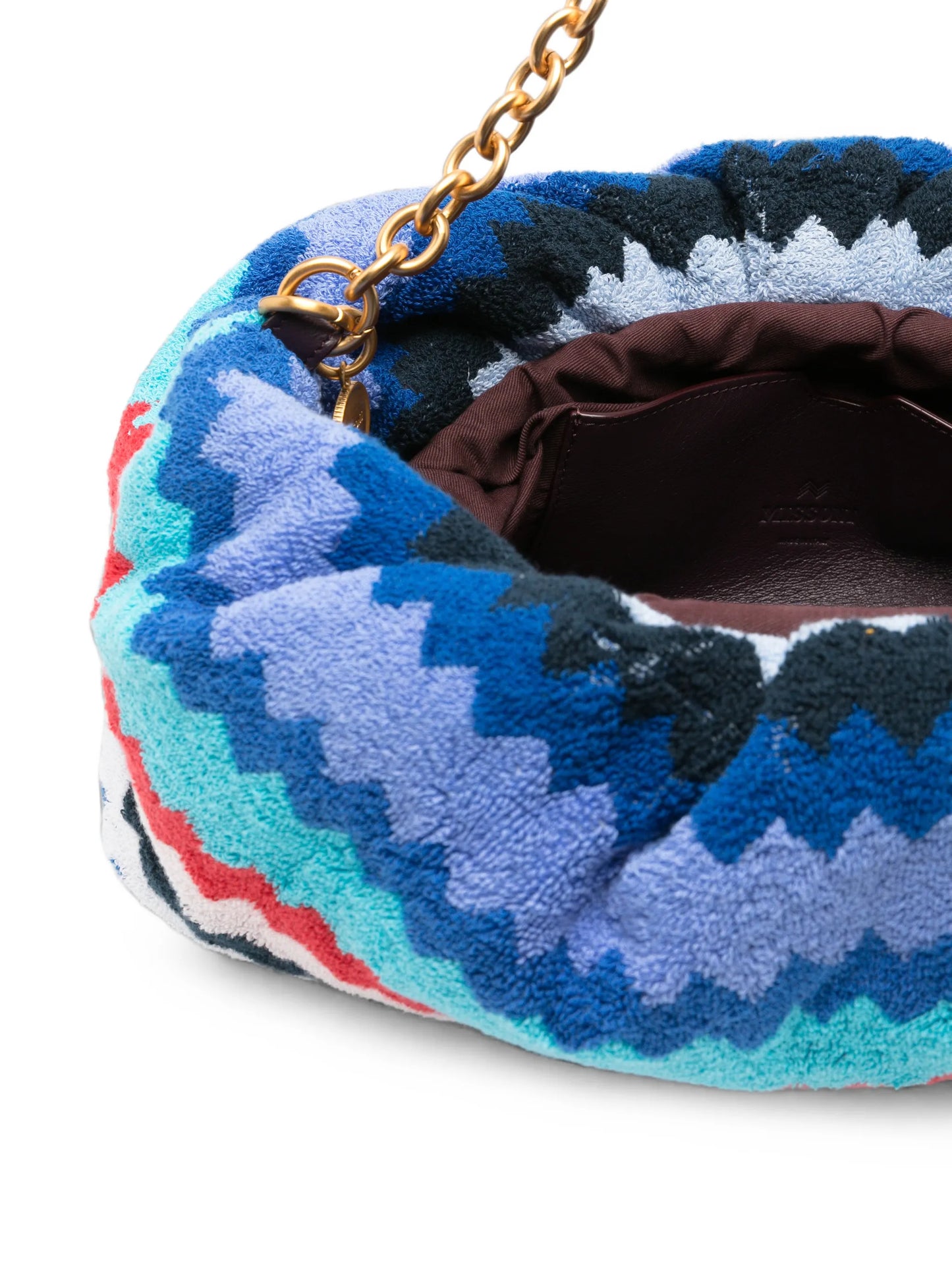 zigzag-woven chain-strap clutch bag