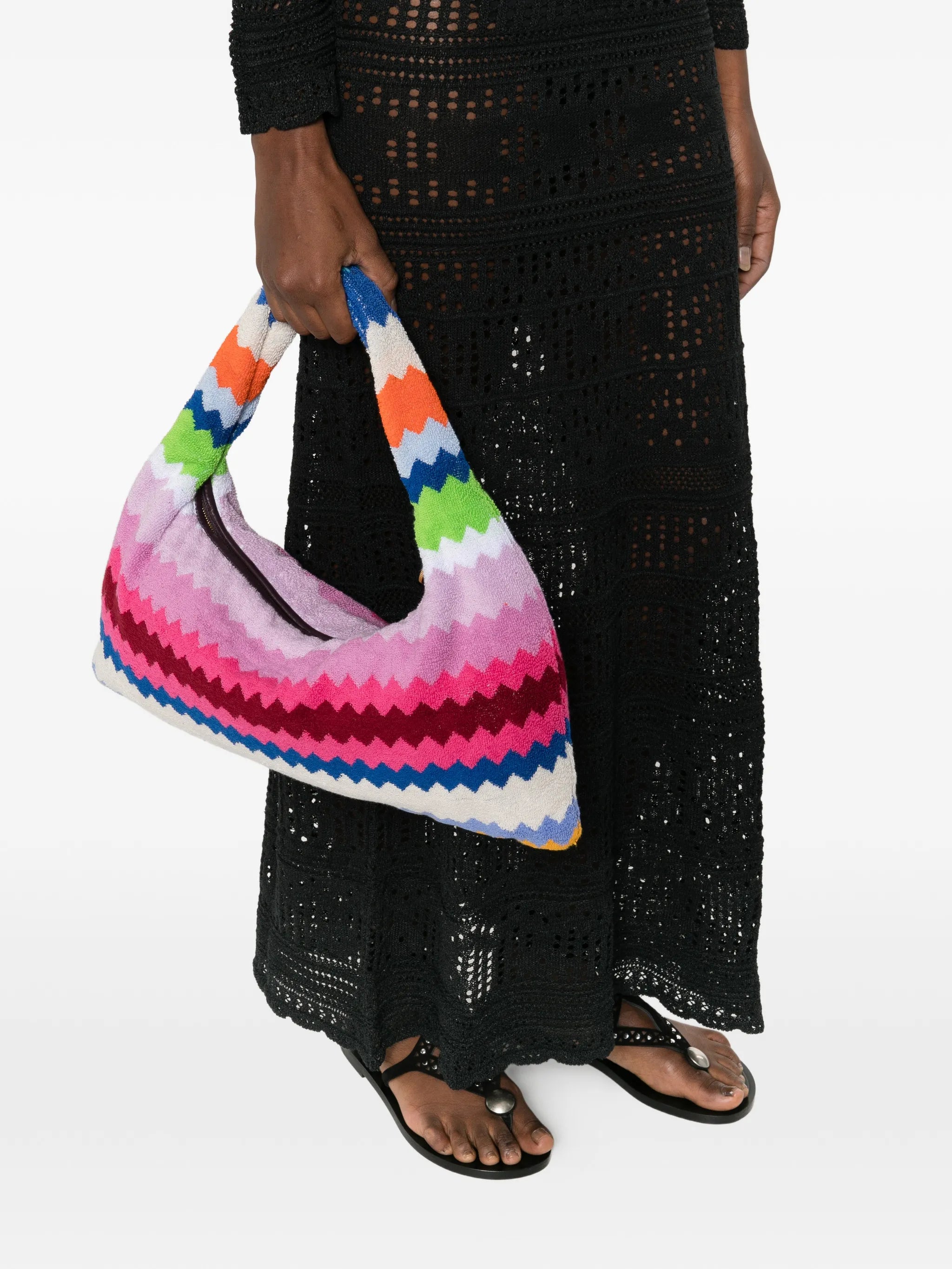 zigzag handle tote bag