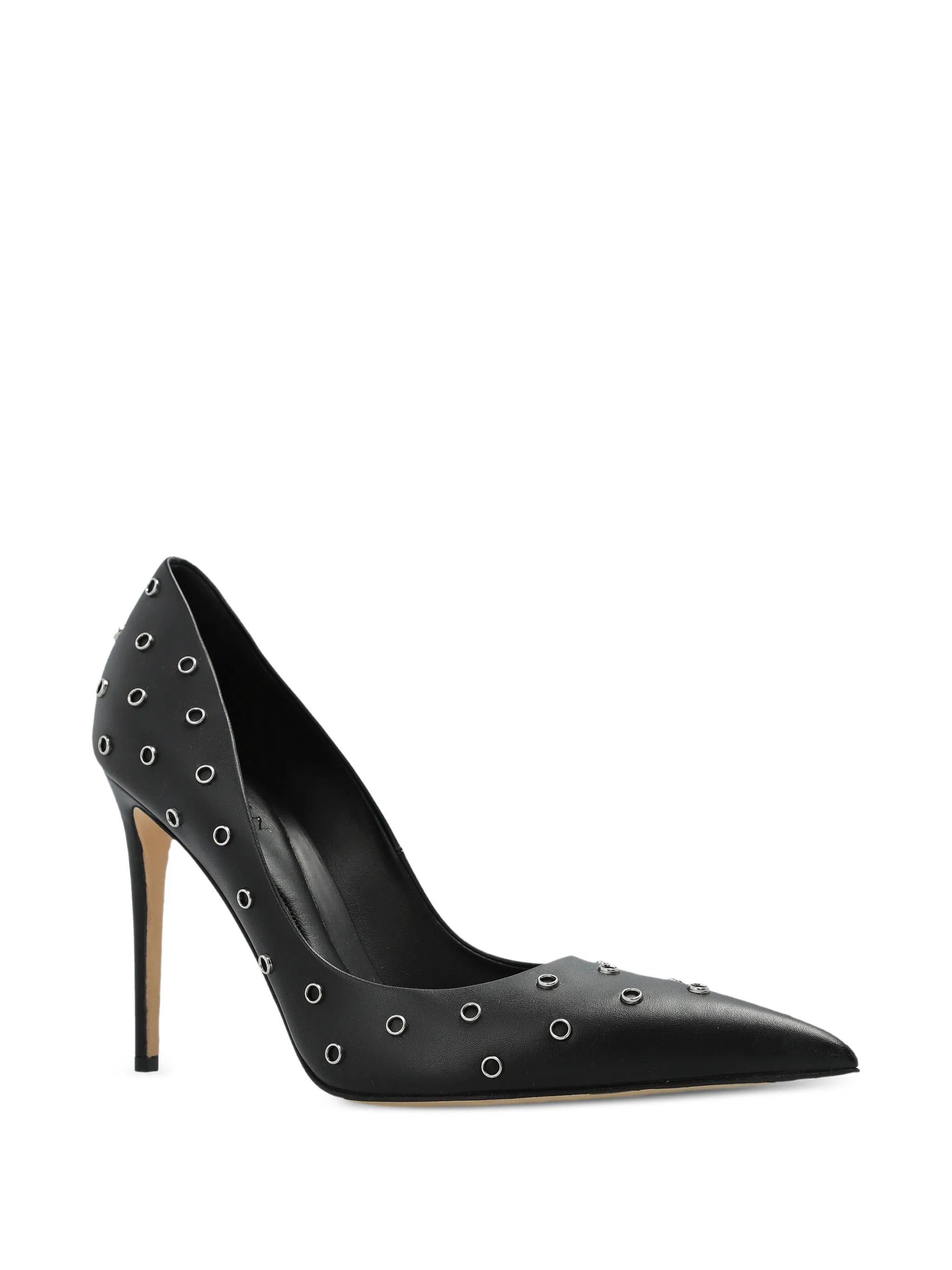 Skull eyelet pointed-toe pumps