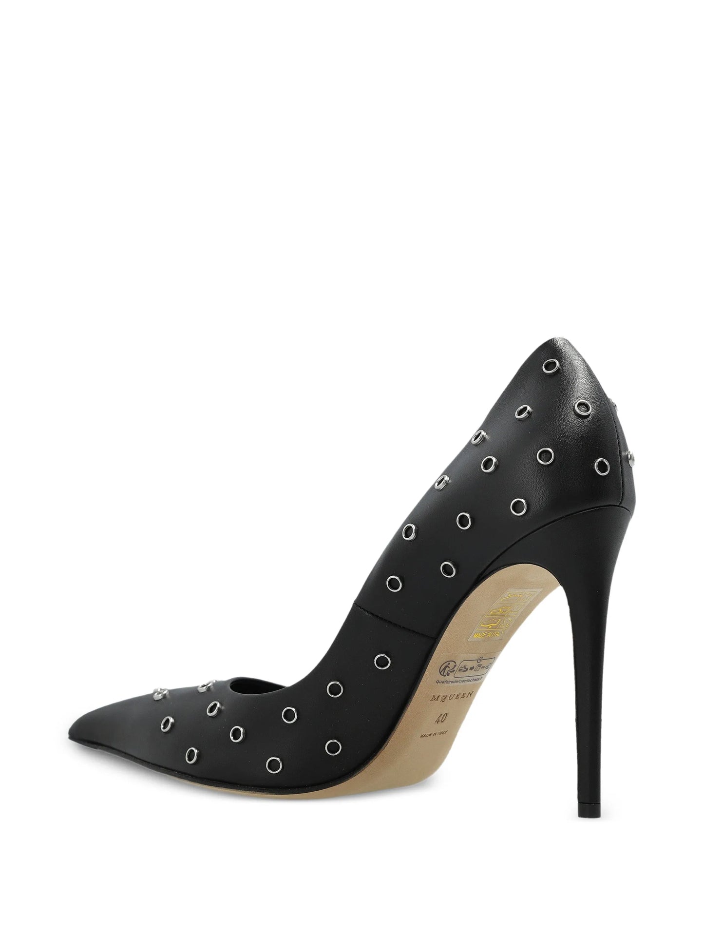 Skull eyelet pointed-toe pumps