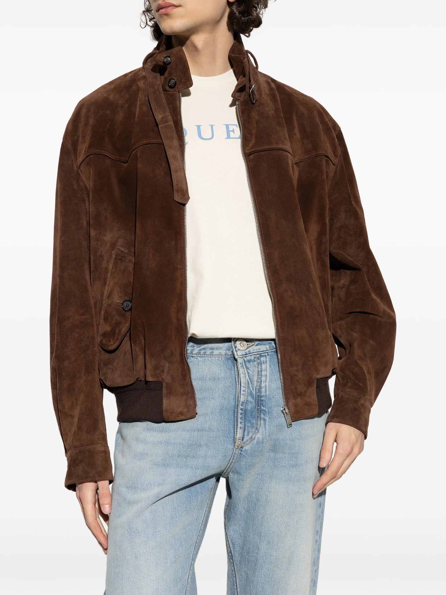 zip-up leather jacket