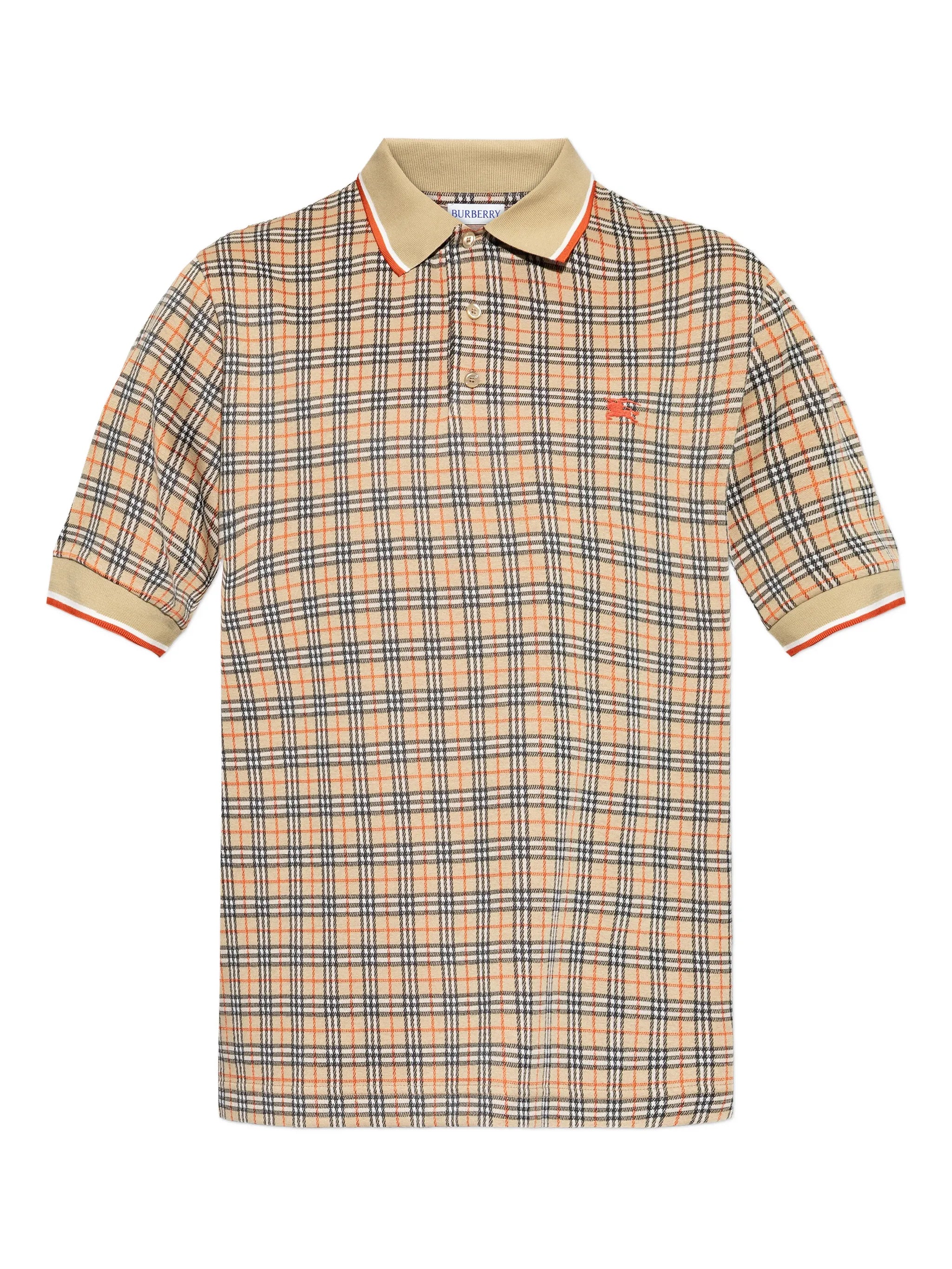 check-pattern logo-detail polo shirt