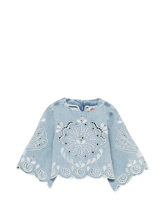 Richelieux geometric-embroidered blouse
