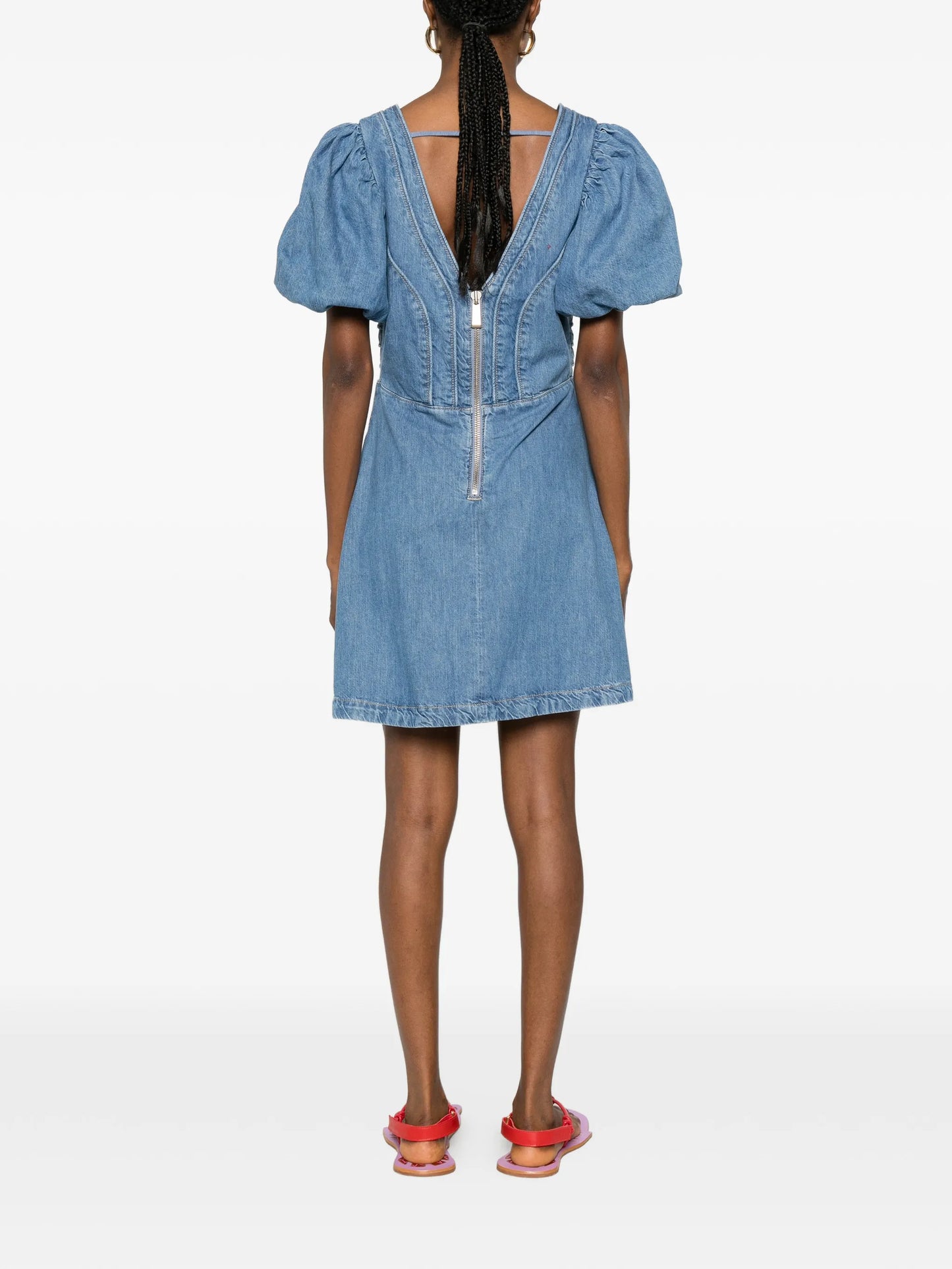 seam-embellishment mini dress