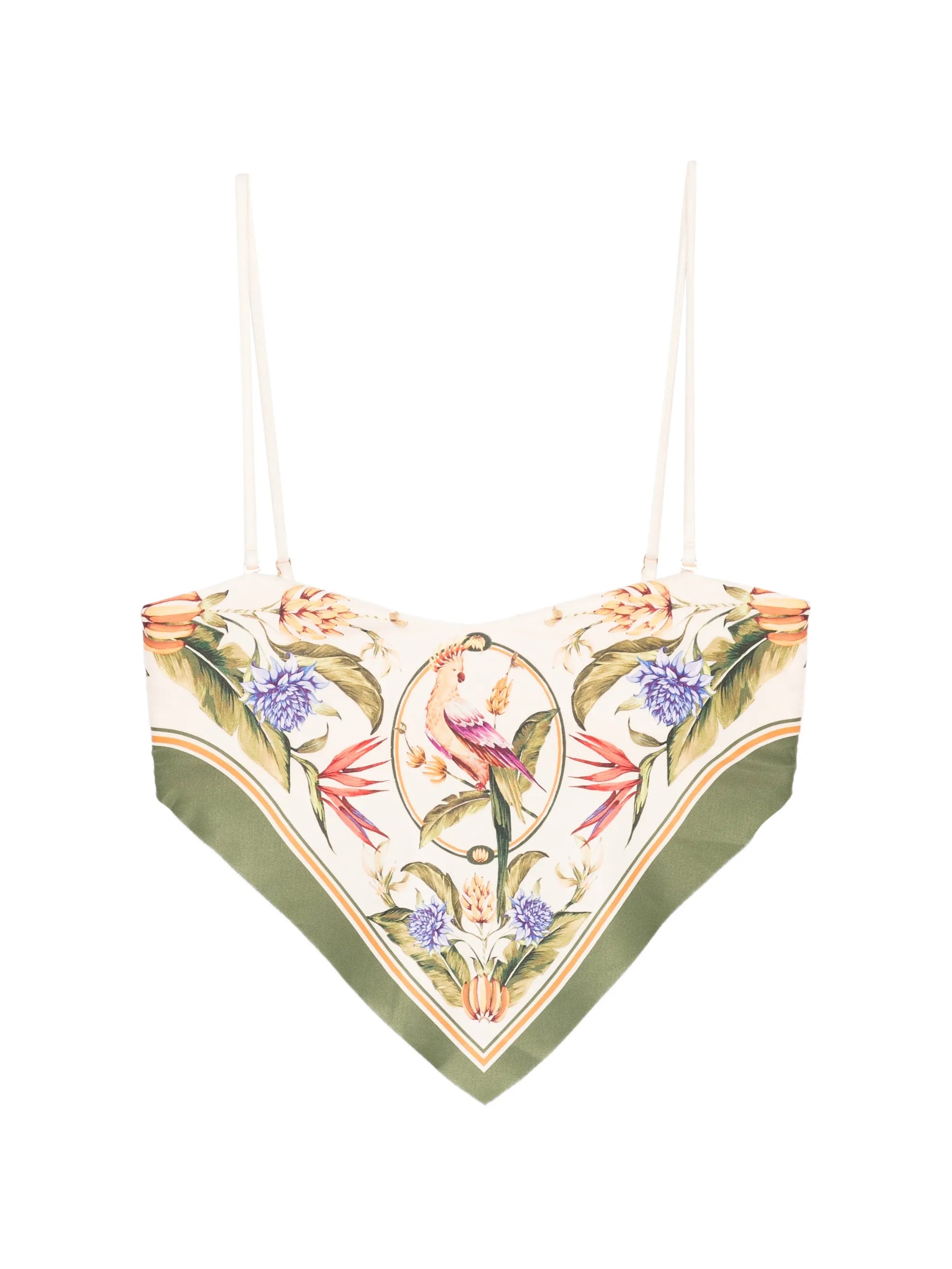 Strilitzia floral-print handkerchief-hem bikini top