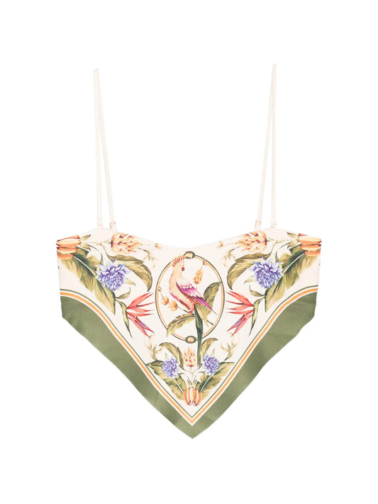 Strilitzia floral-print handkerchief-hem bikini top