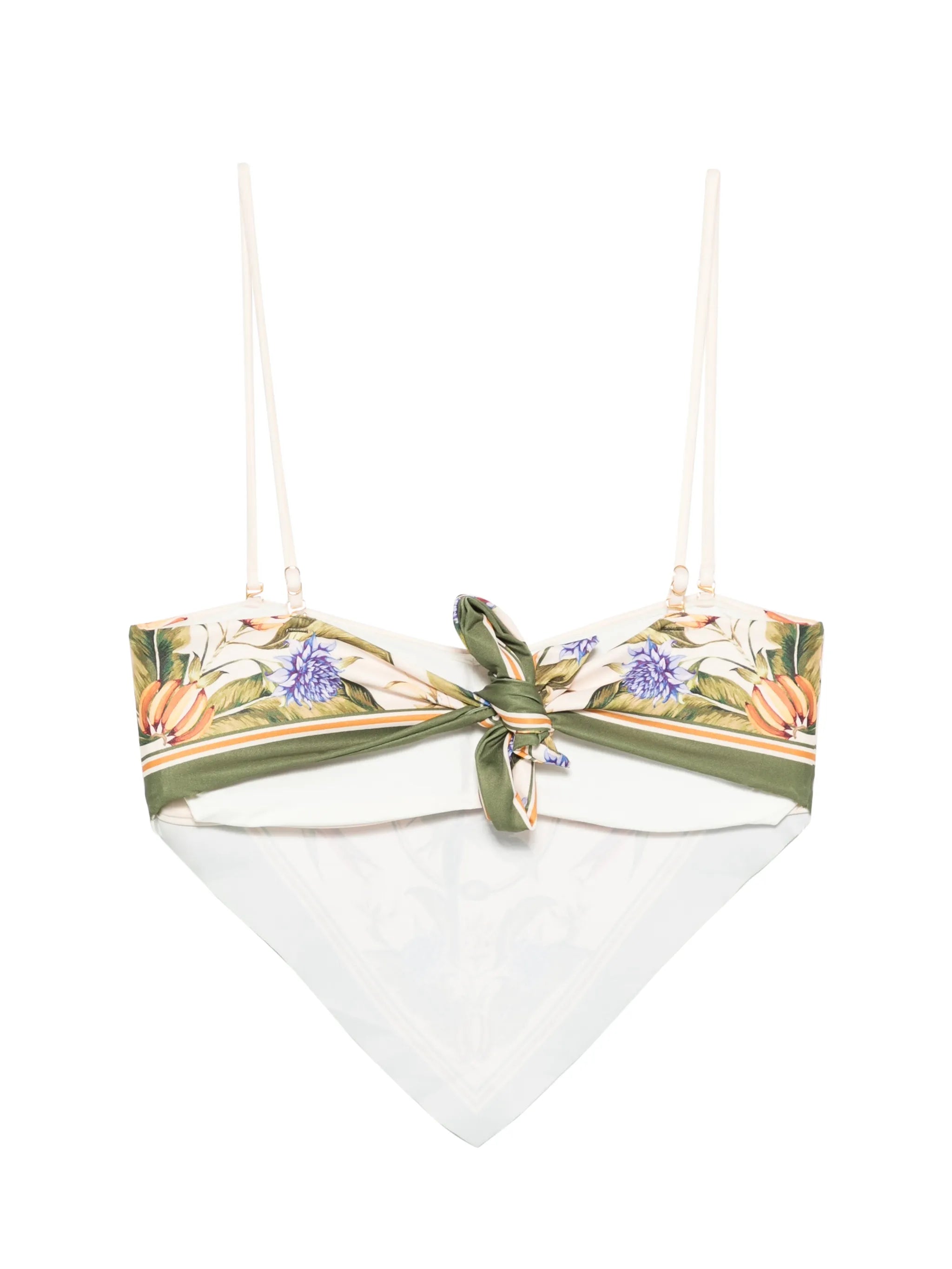 Strilitzia floral-print handkerchief-hem bikini top