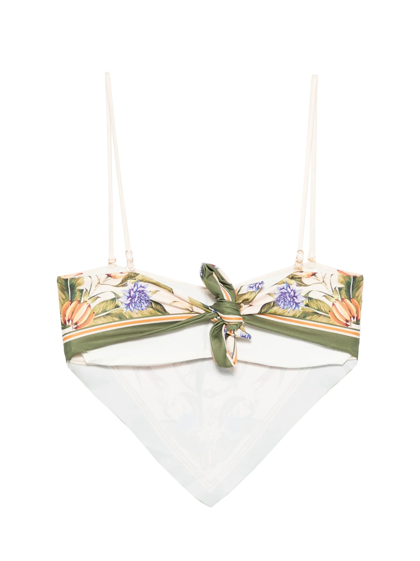 Strilitzia floral-print handkerchief-hem bikini top