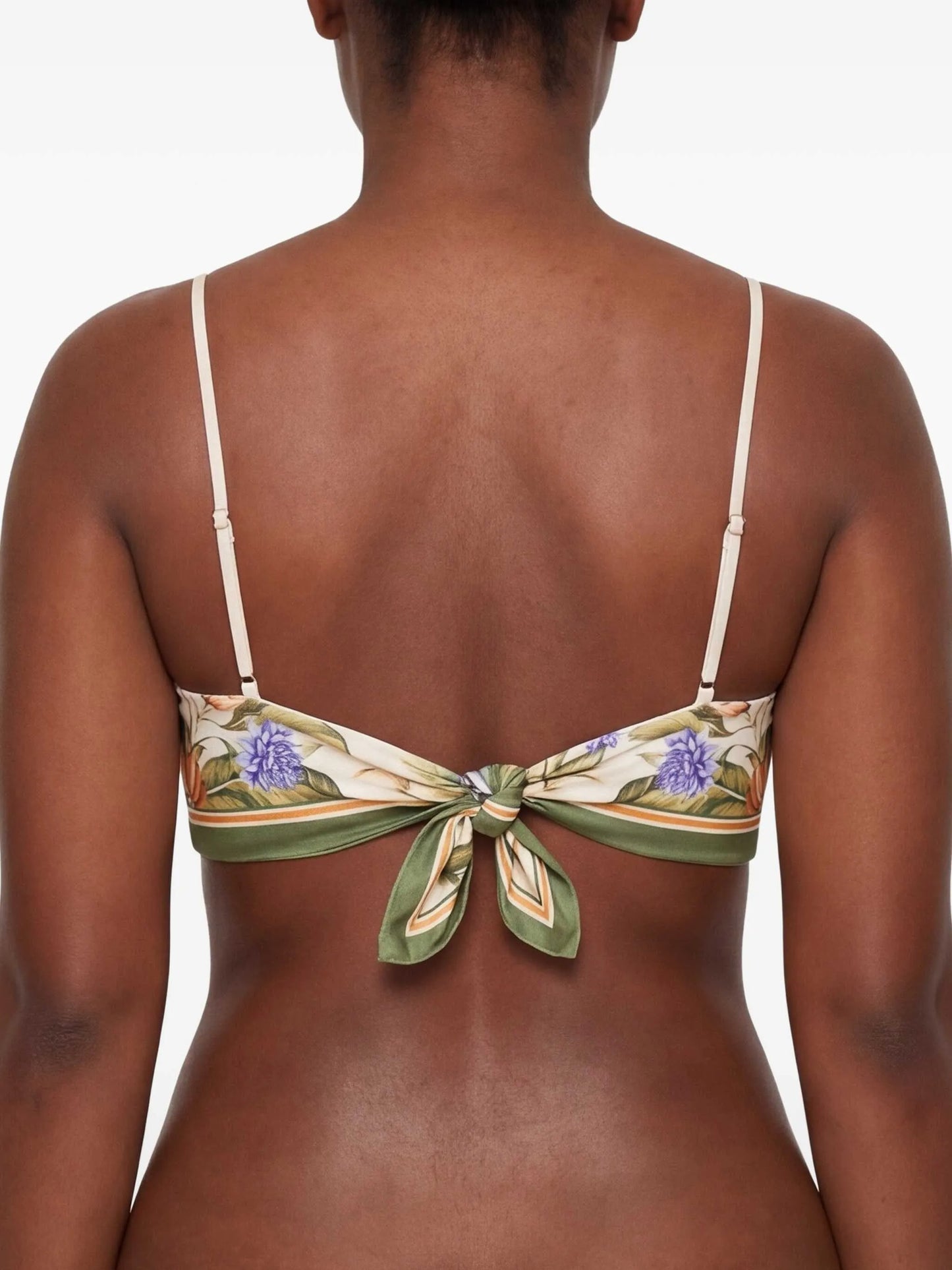 Strilitzia floral-print handkerchief-hem bikini top