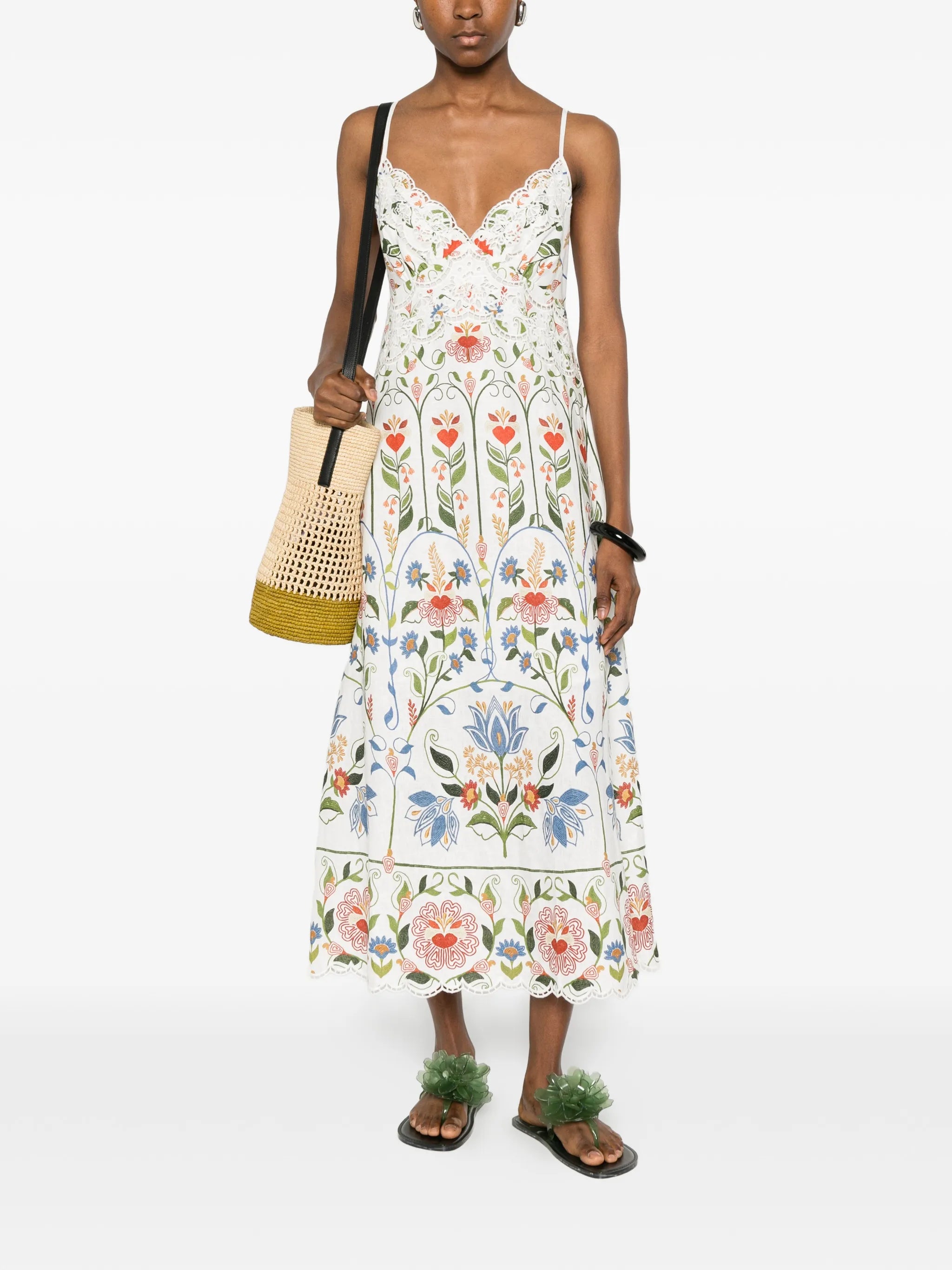 Stitched Garden embroidered midi dress
