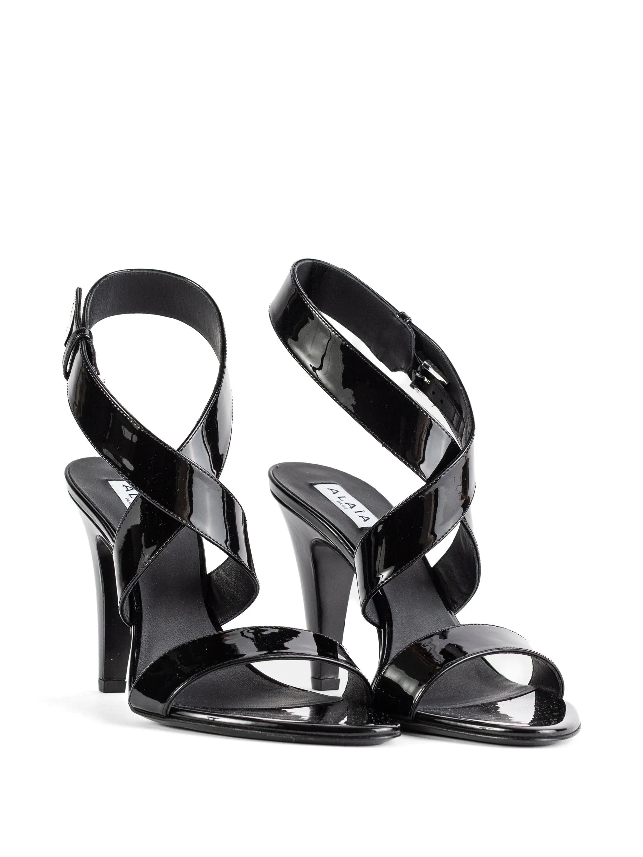 patent-leather heeled sandals