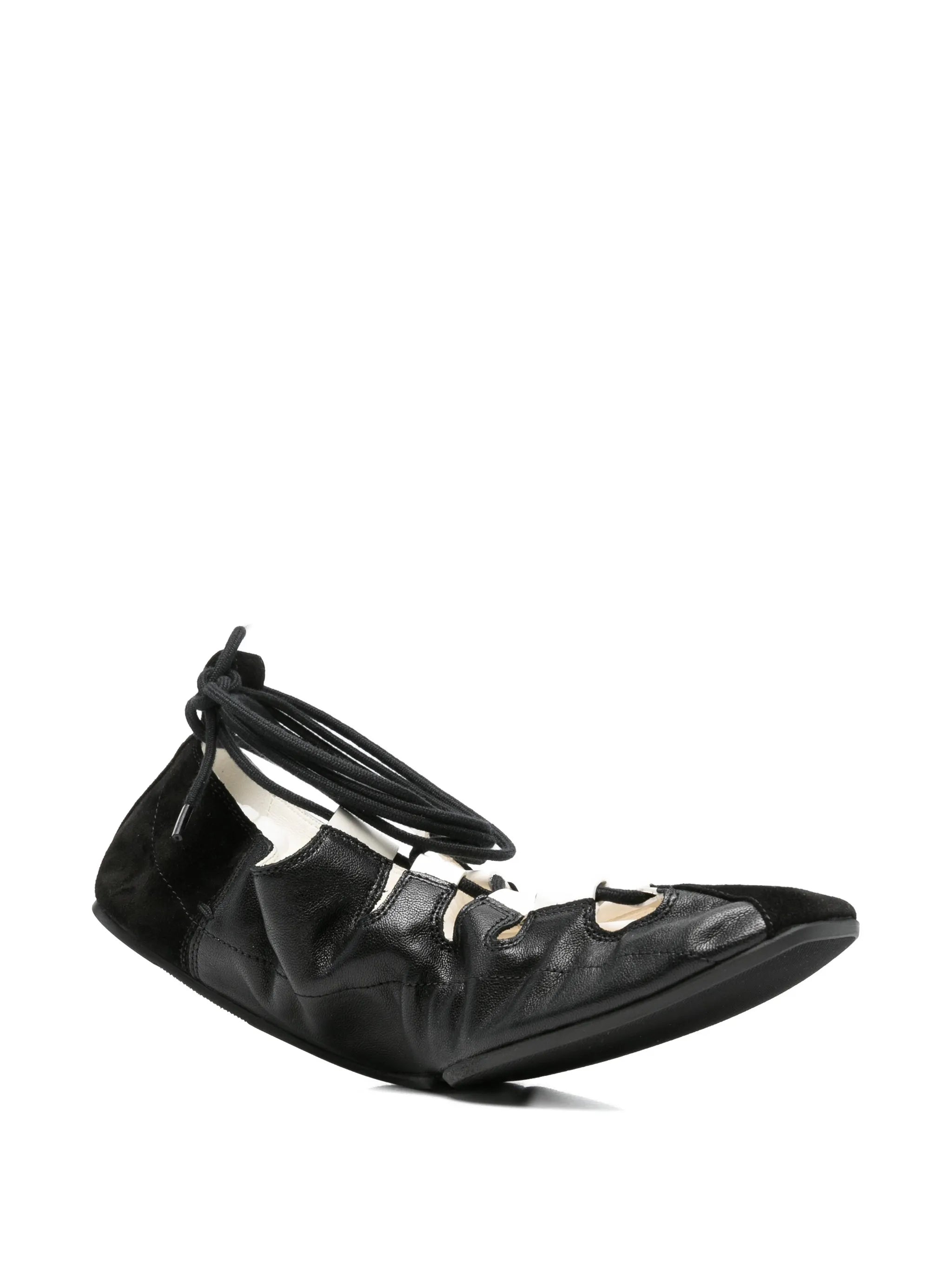 fold laced flats in leather