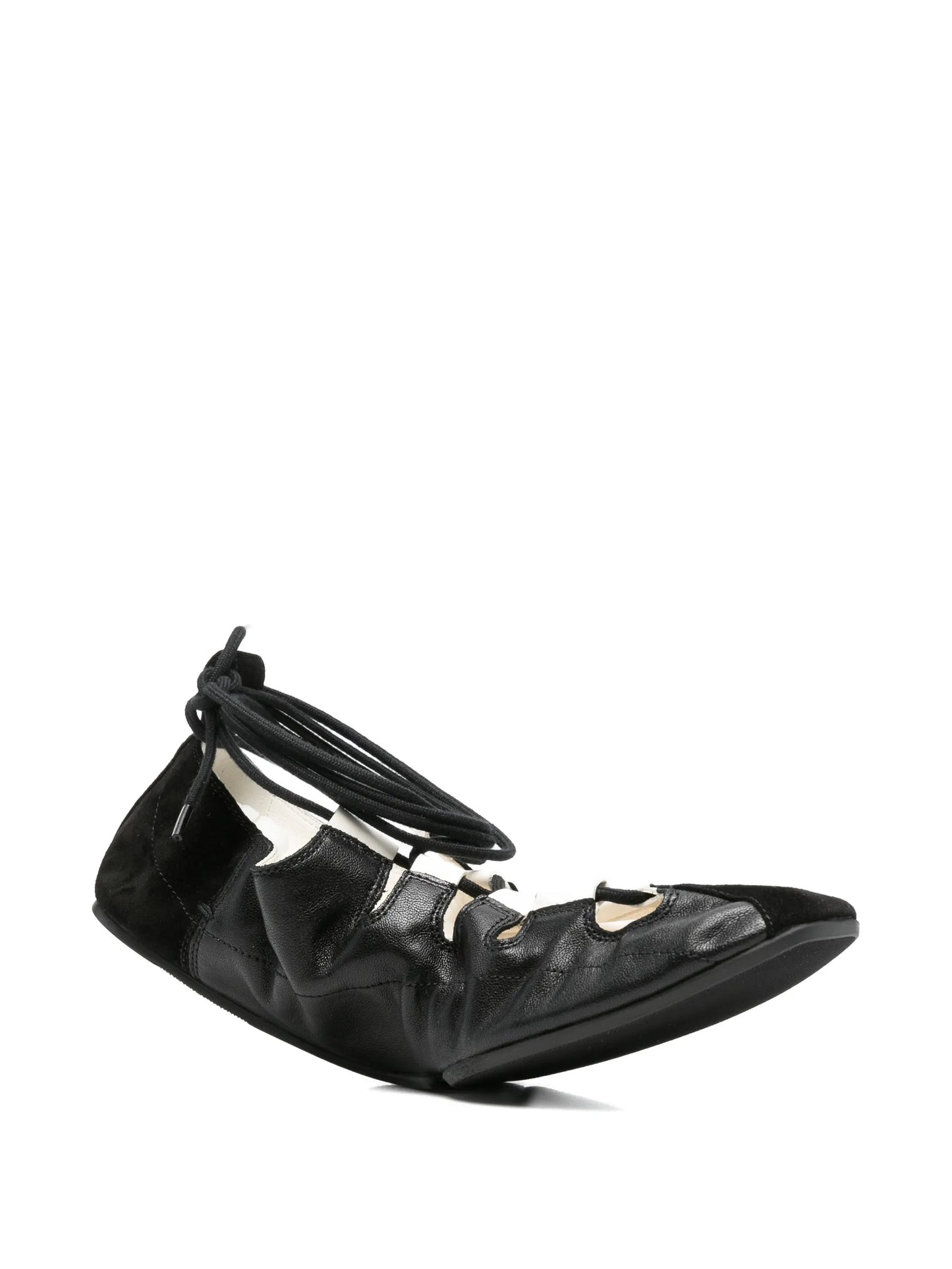 fold laced flats in leather
