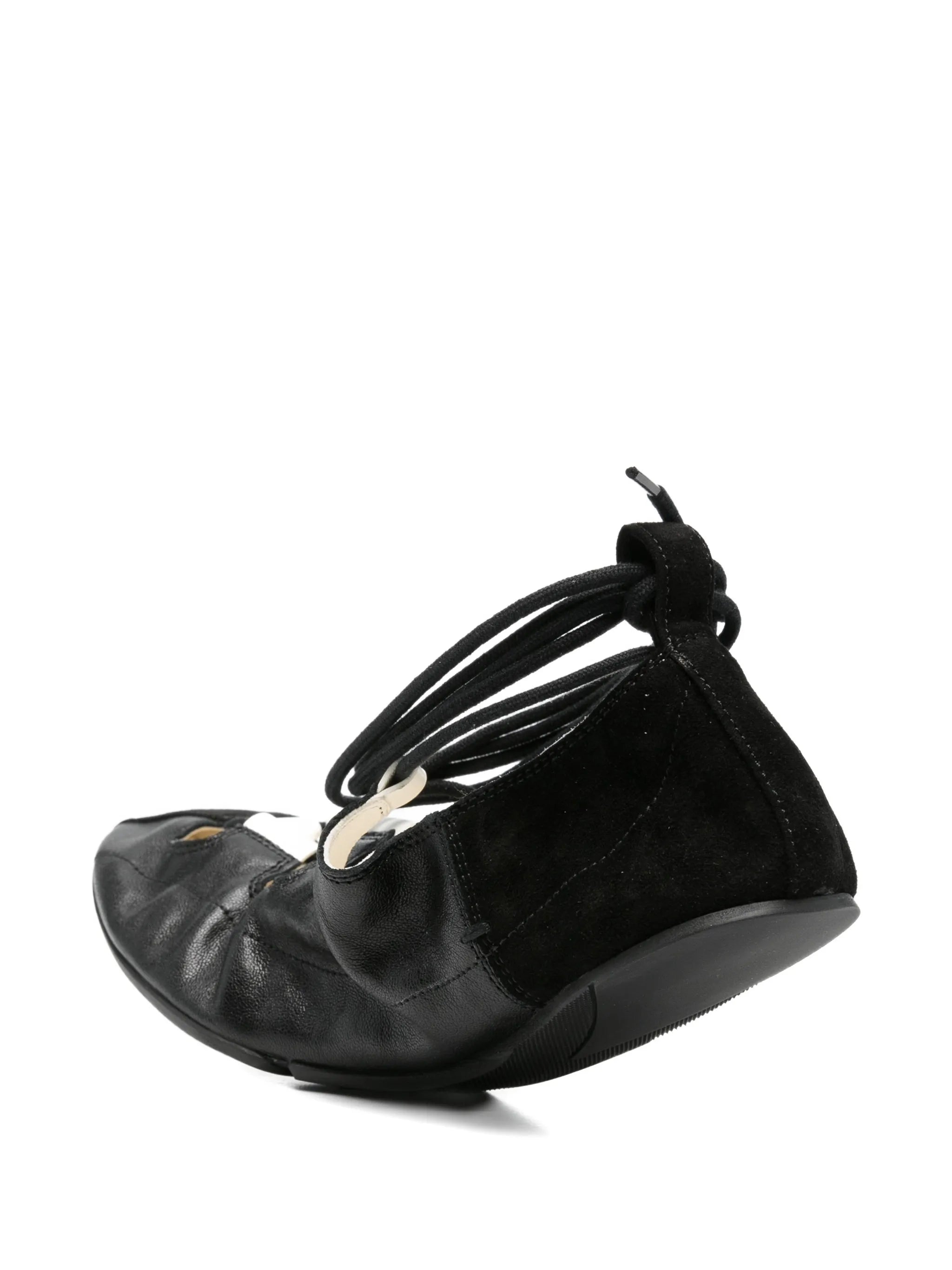 fold laced flats in leather