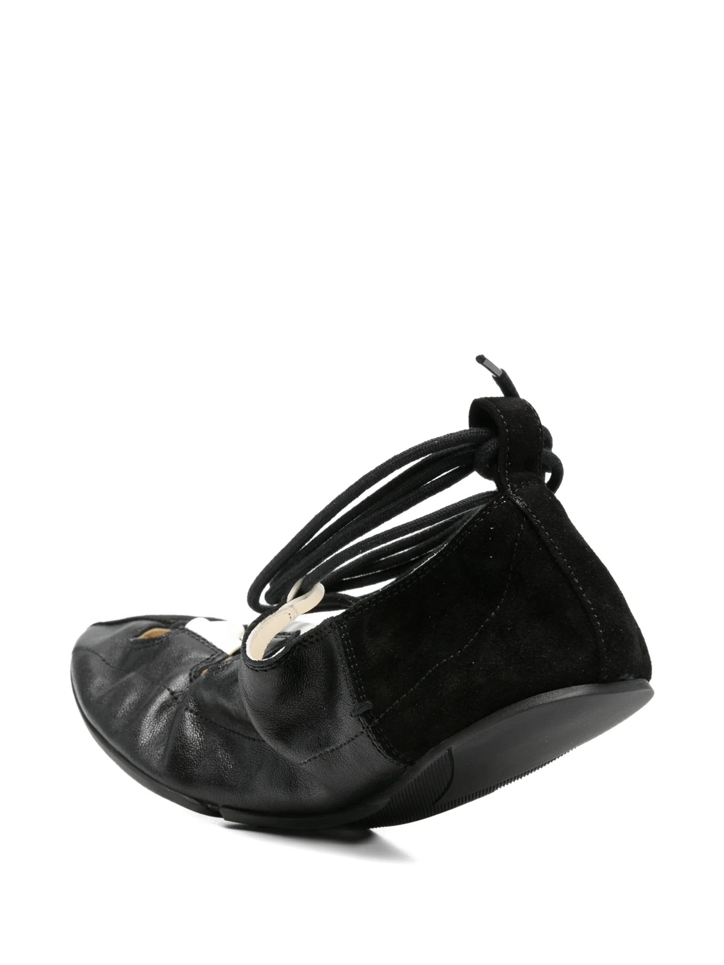 fold laced flats in leather