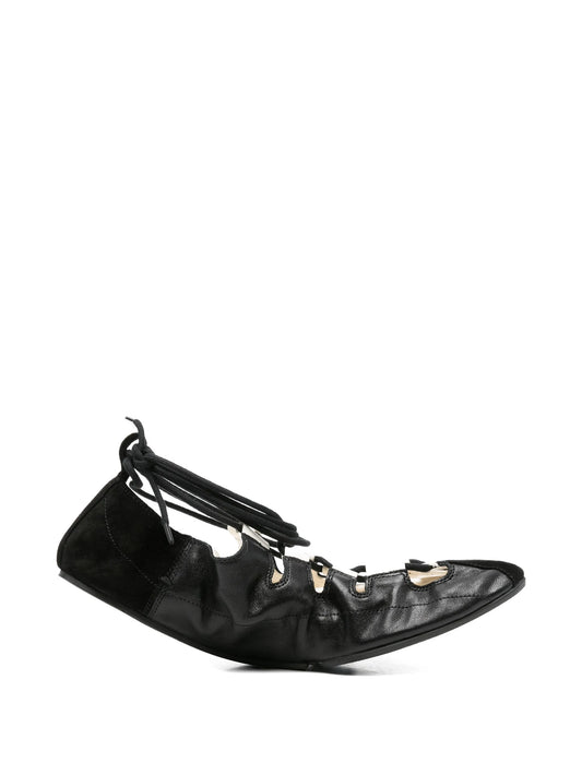fold laced flats in leather