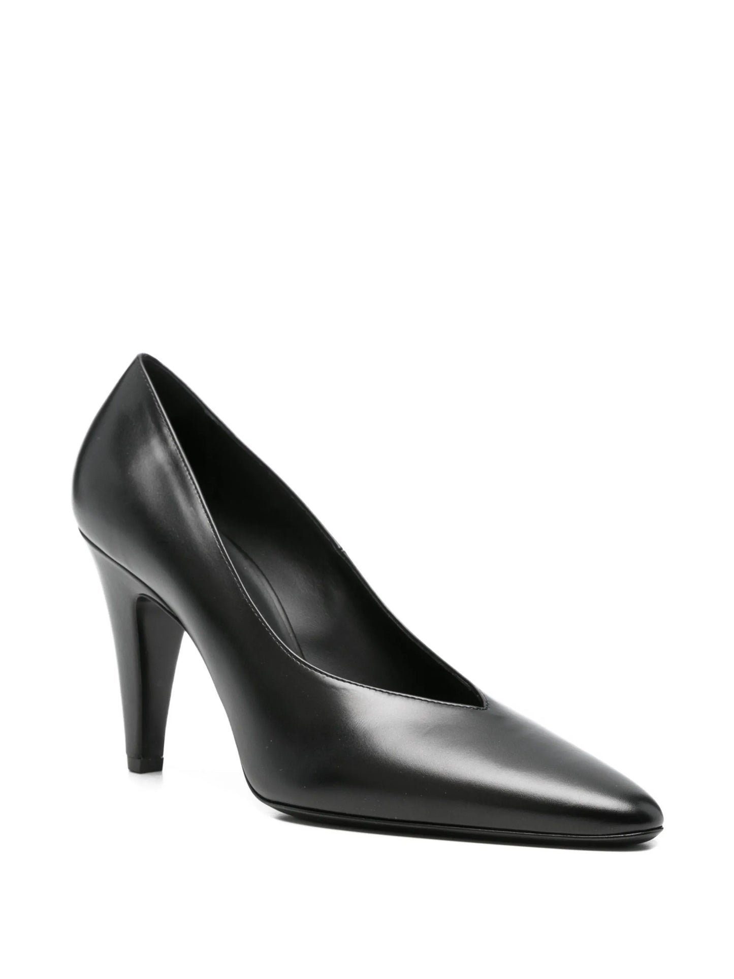 leather heeled pumps