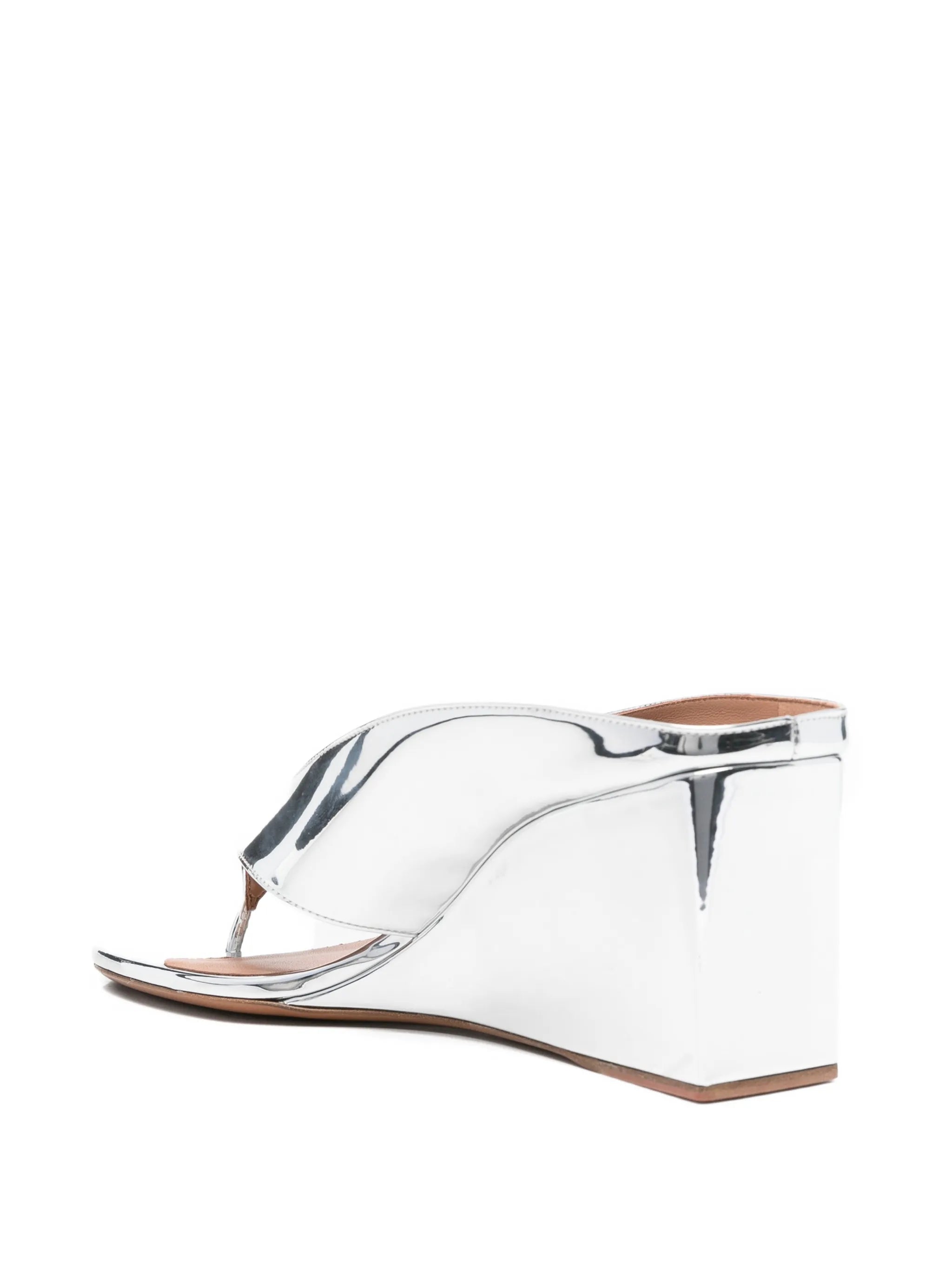 mirror leather wedge mules