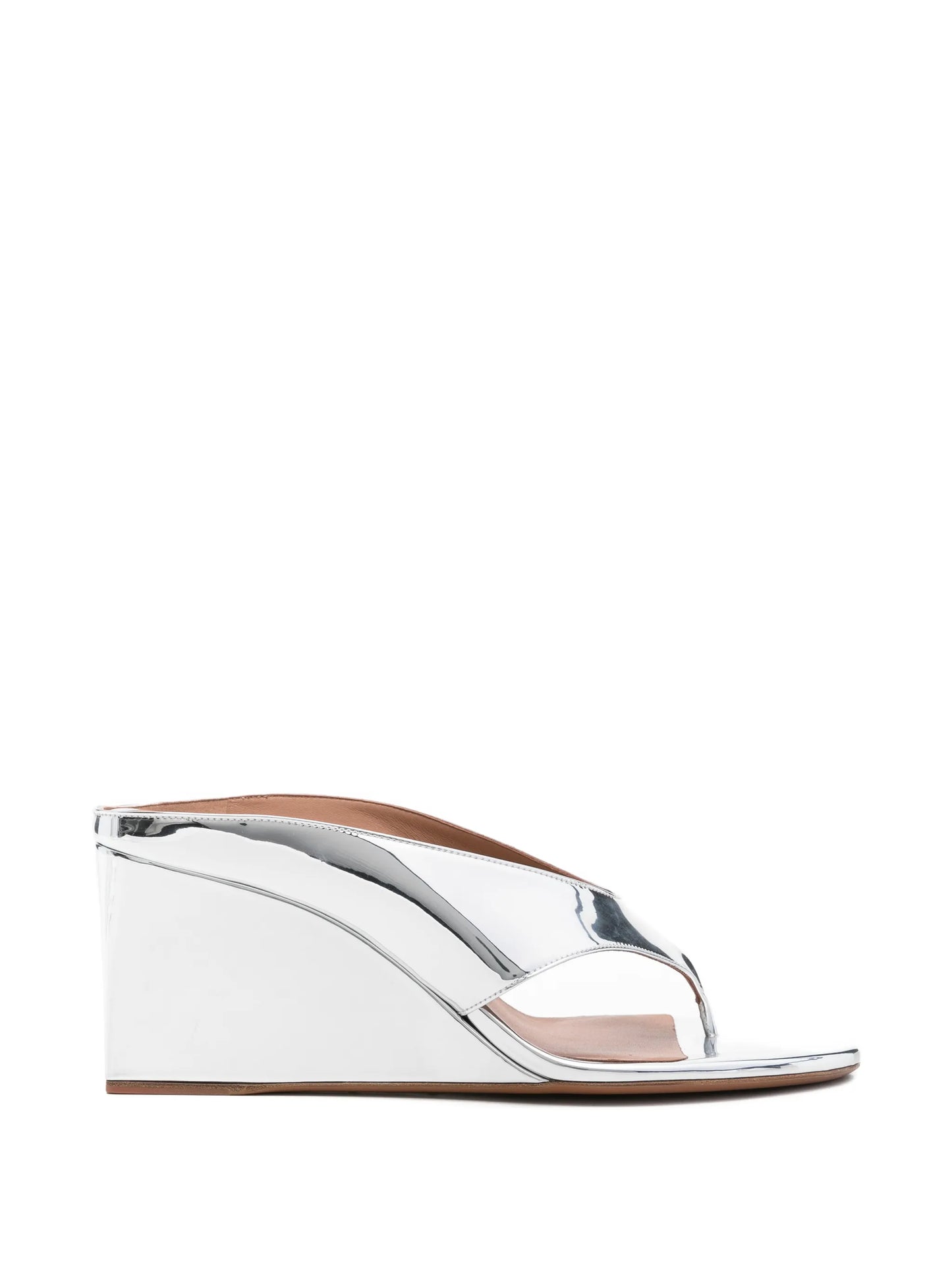 mirror leather wedge mules