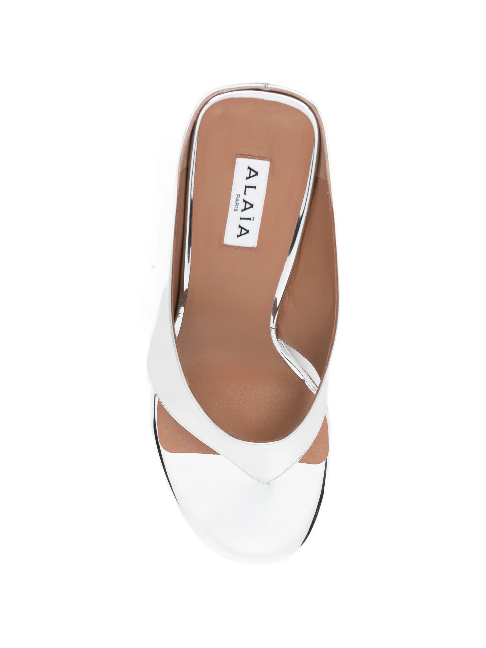 mirror leather wedge mules