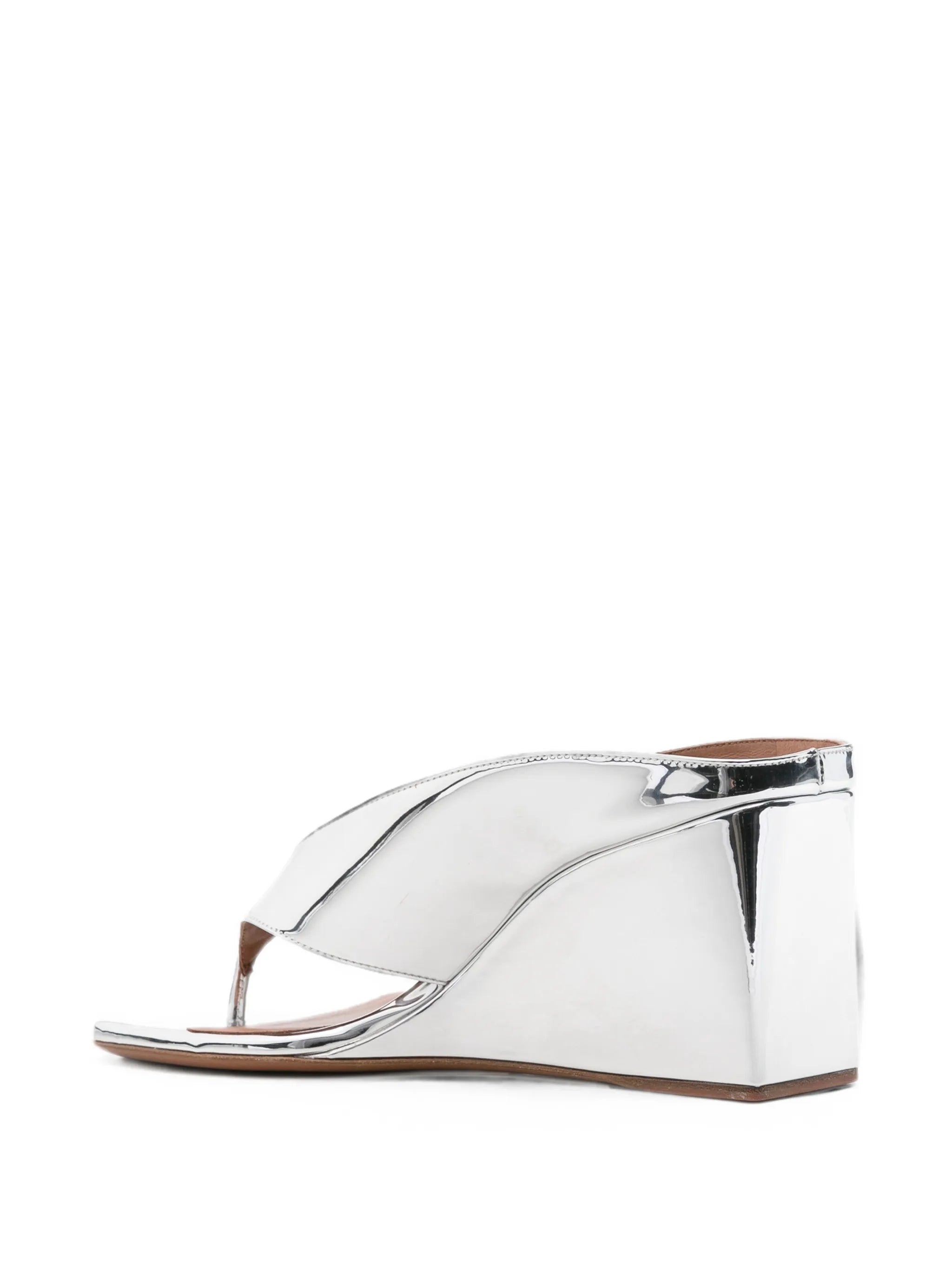 mirror leather wedge mules
