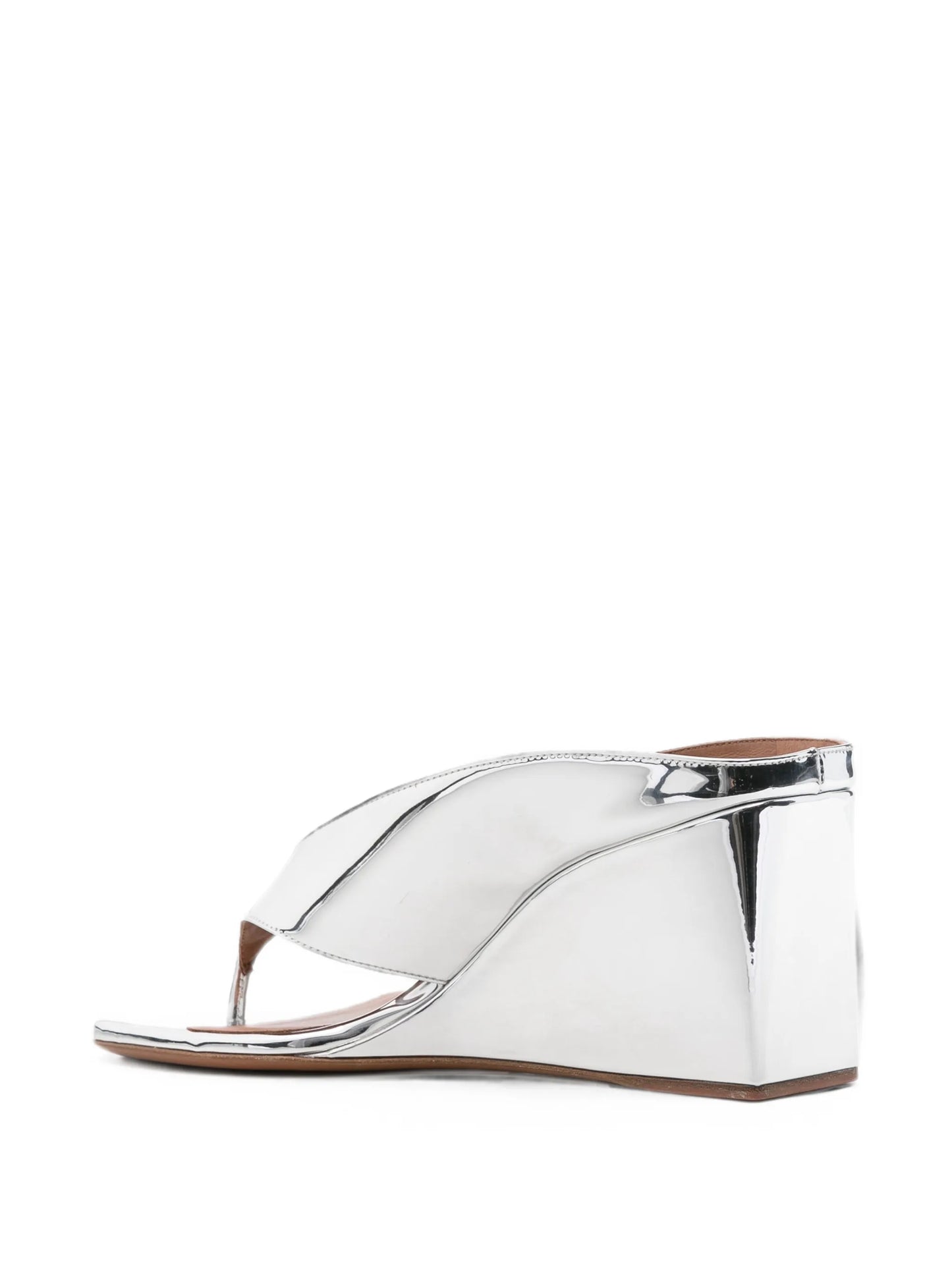 mirror leather wedge mules