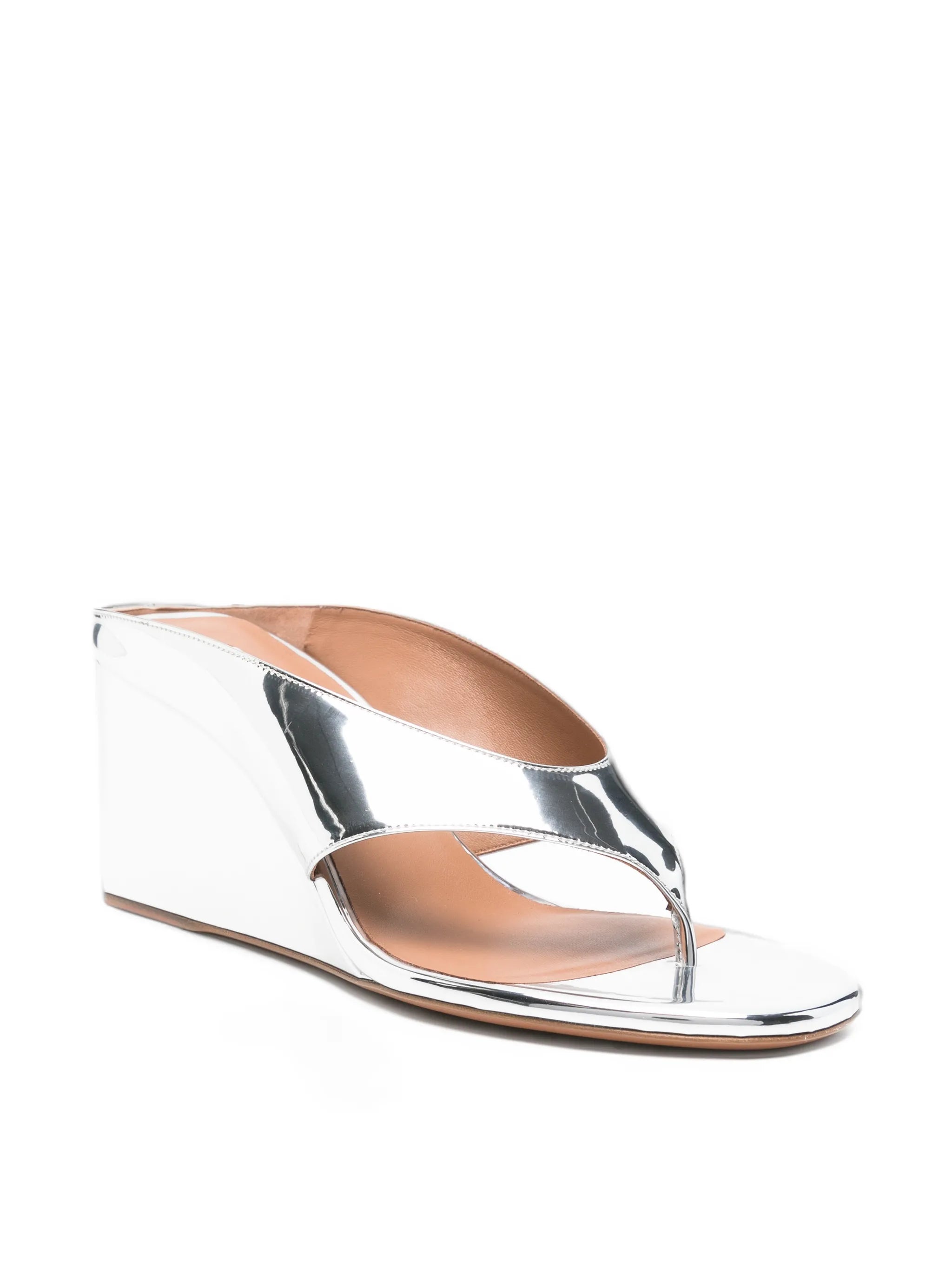 mirror leather wedge sandals