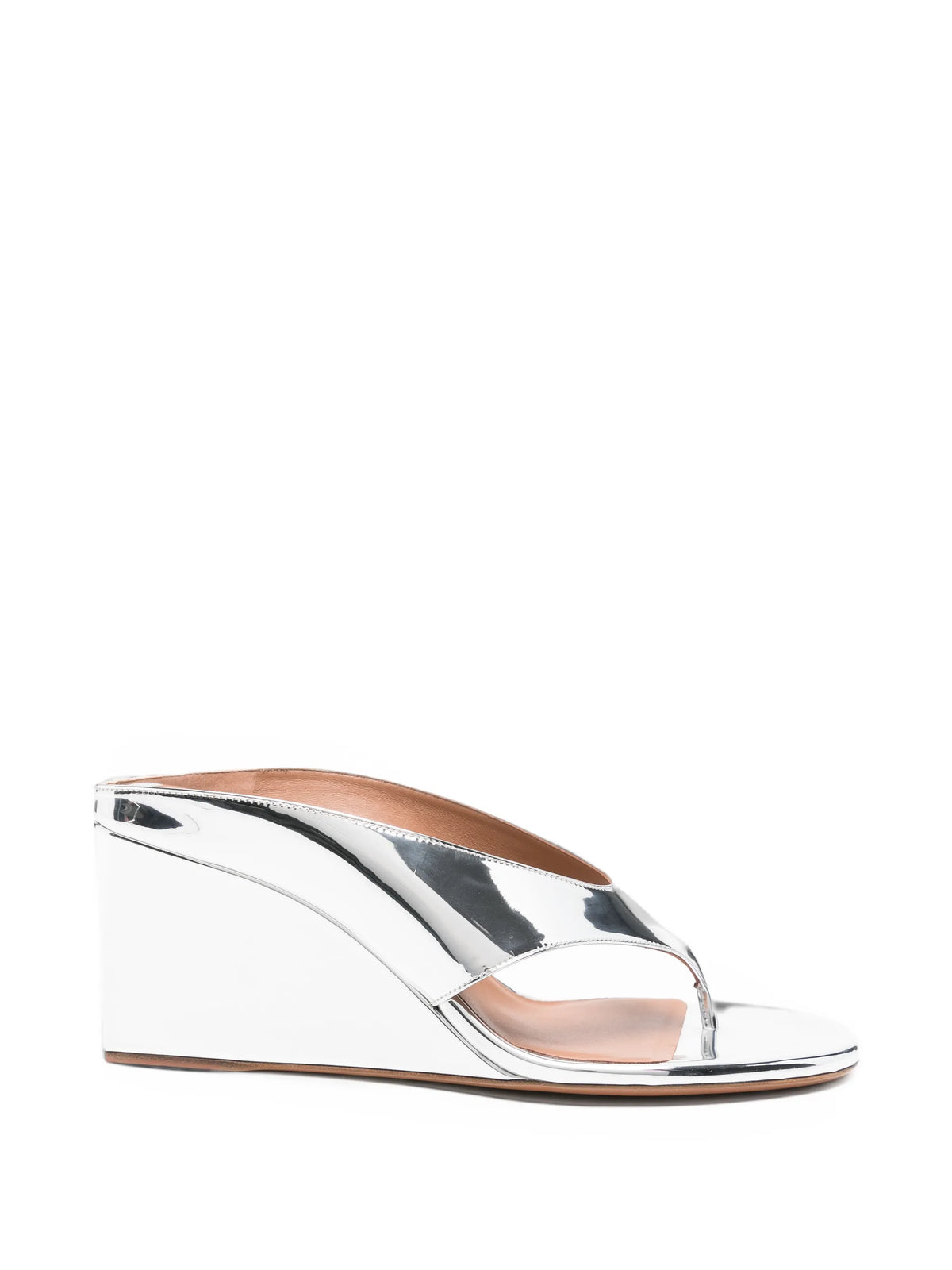mirror leather wedge sandals