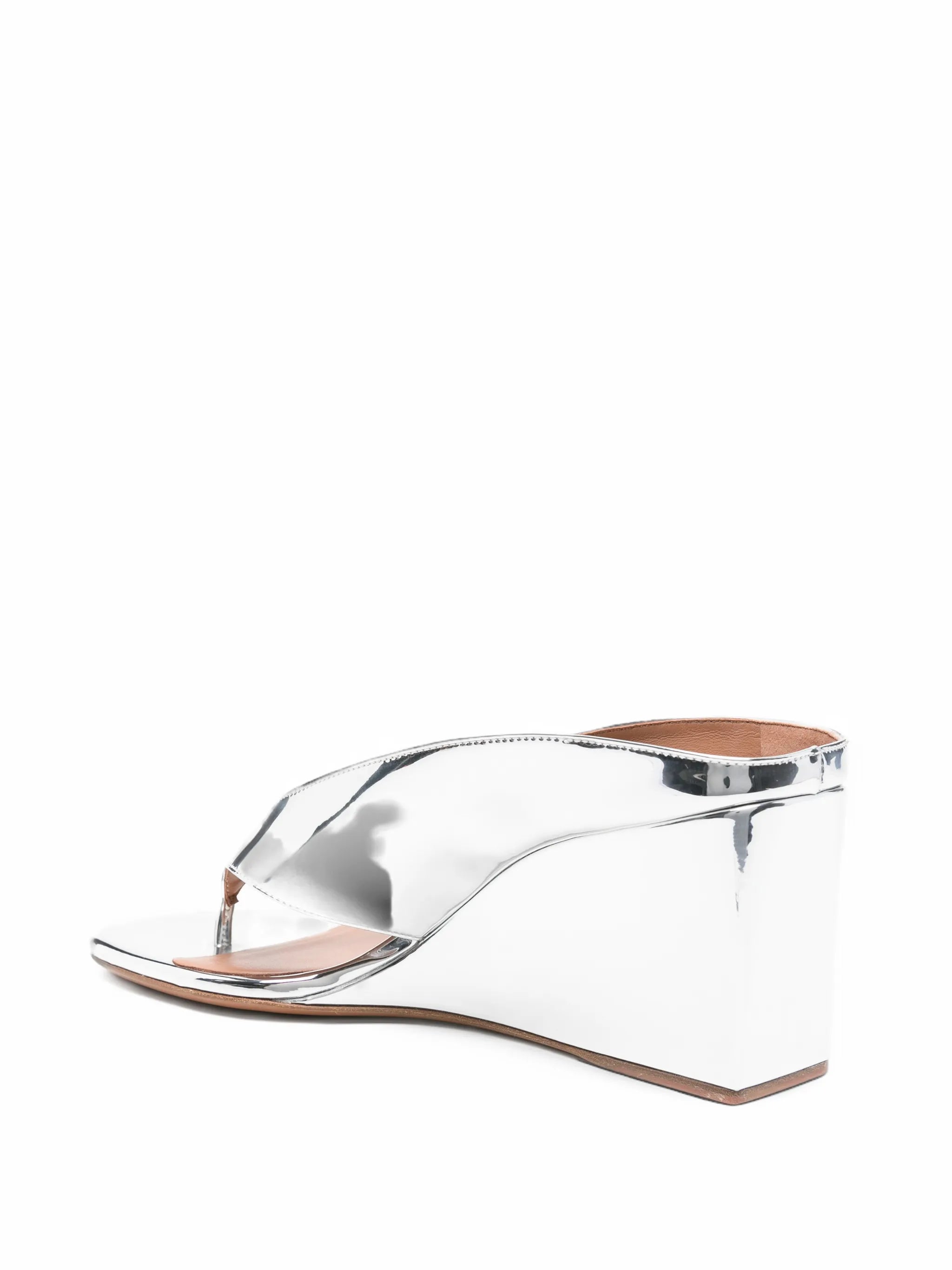 mirror leather wedge sandals