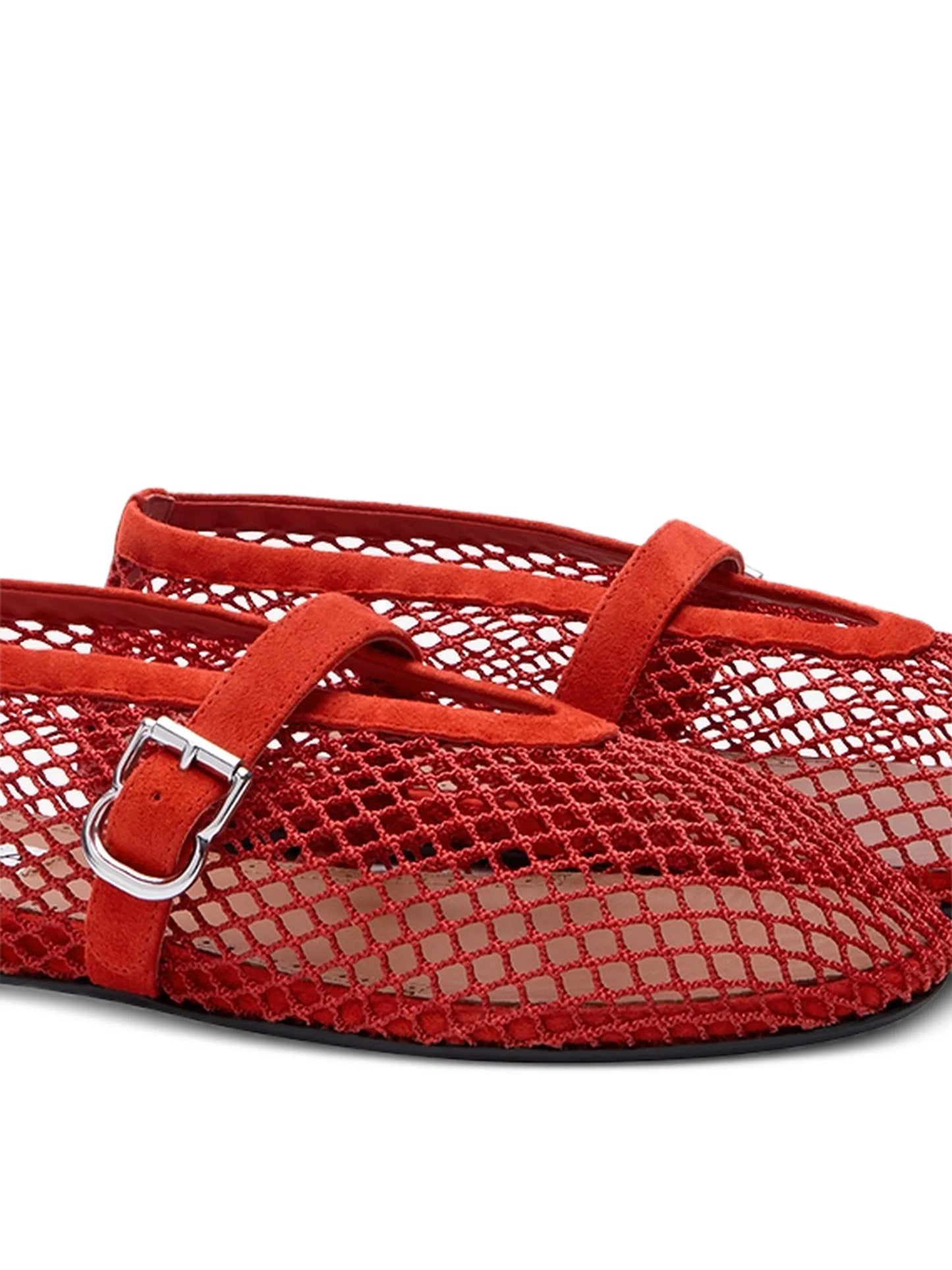 mesh buckle ballet flats